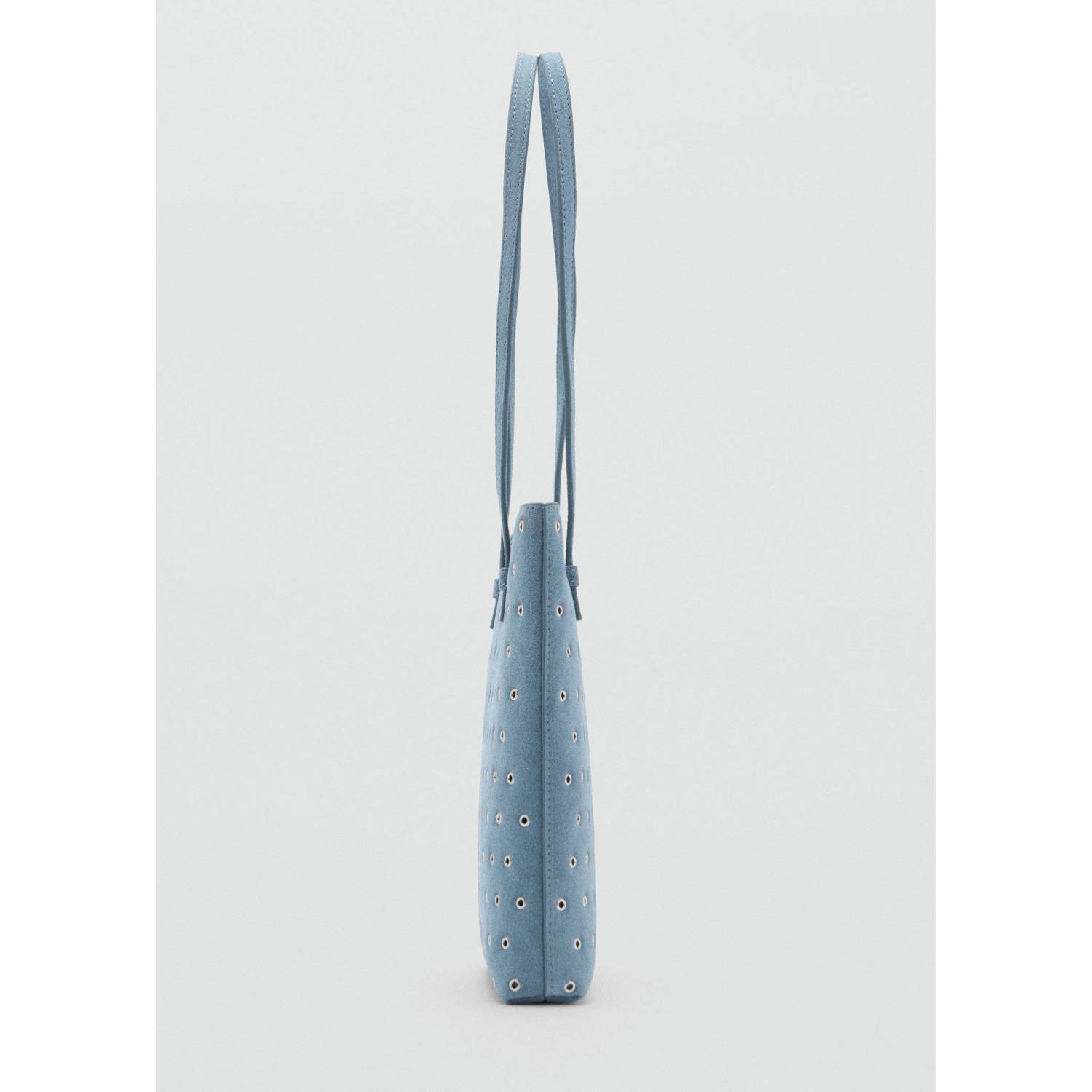 Mango suede shopper blauw