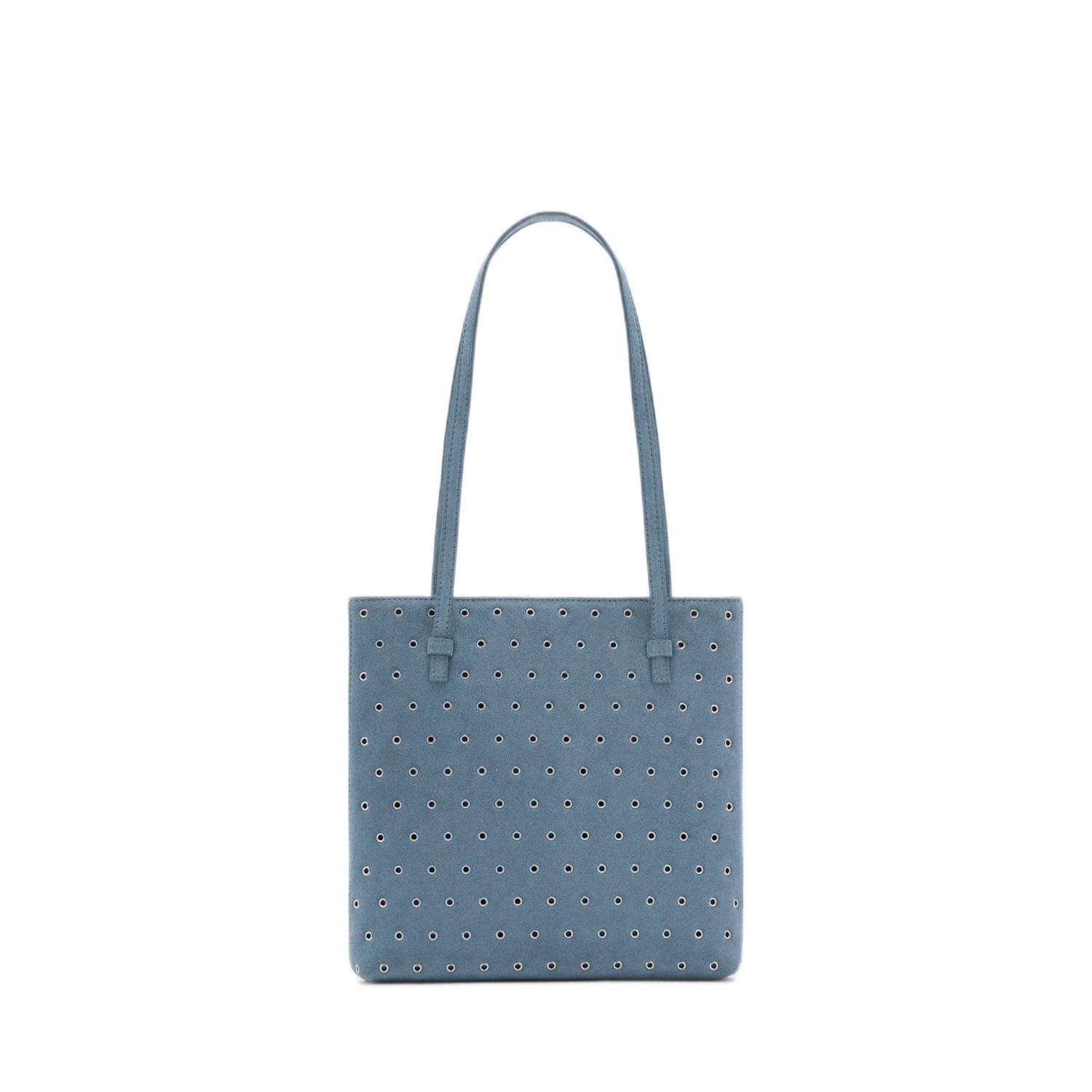 Mango suede shopper blauw