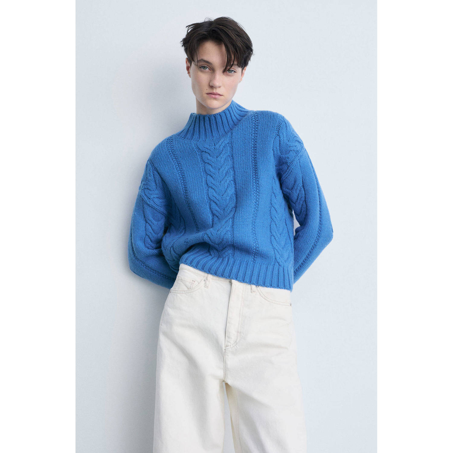 Mango trui blauw met kabels