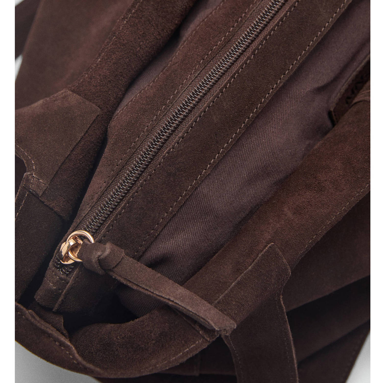 Mango suede shopper donkerbruin