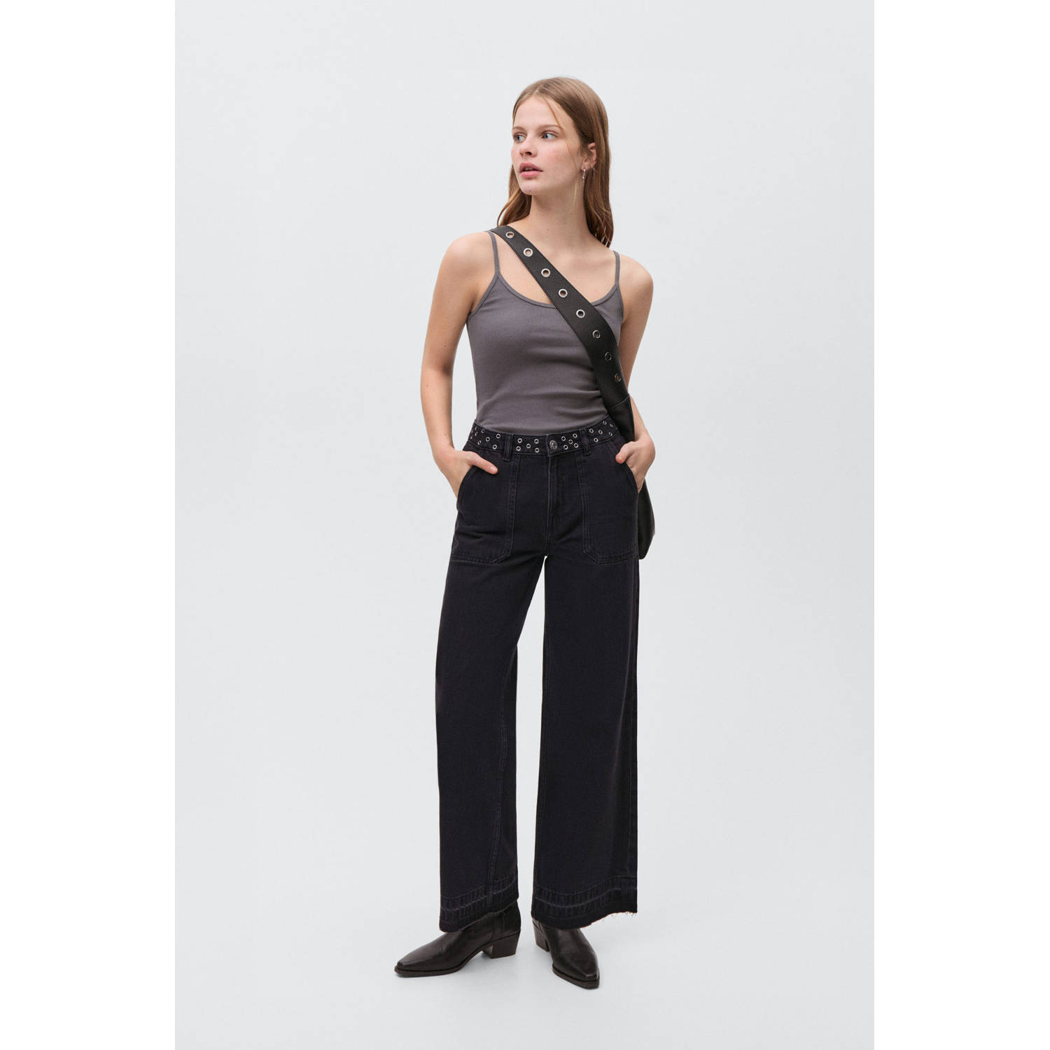 MANGO TEEN wide leg jeans antraciet