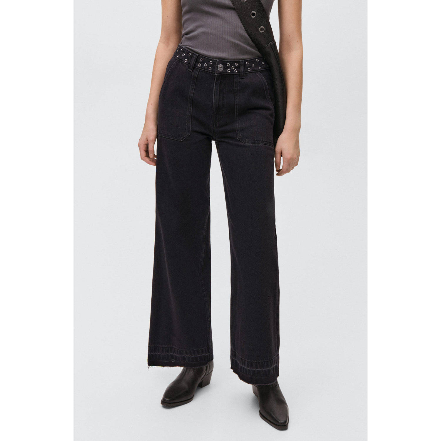 MANGO TEEN wide leg jeans antraciet
