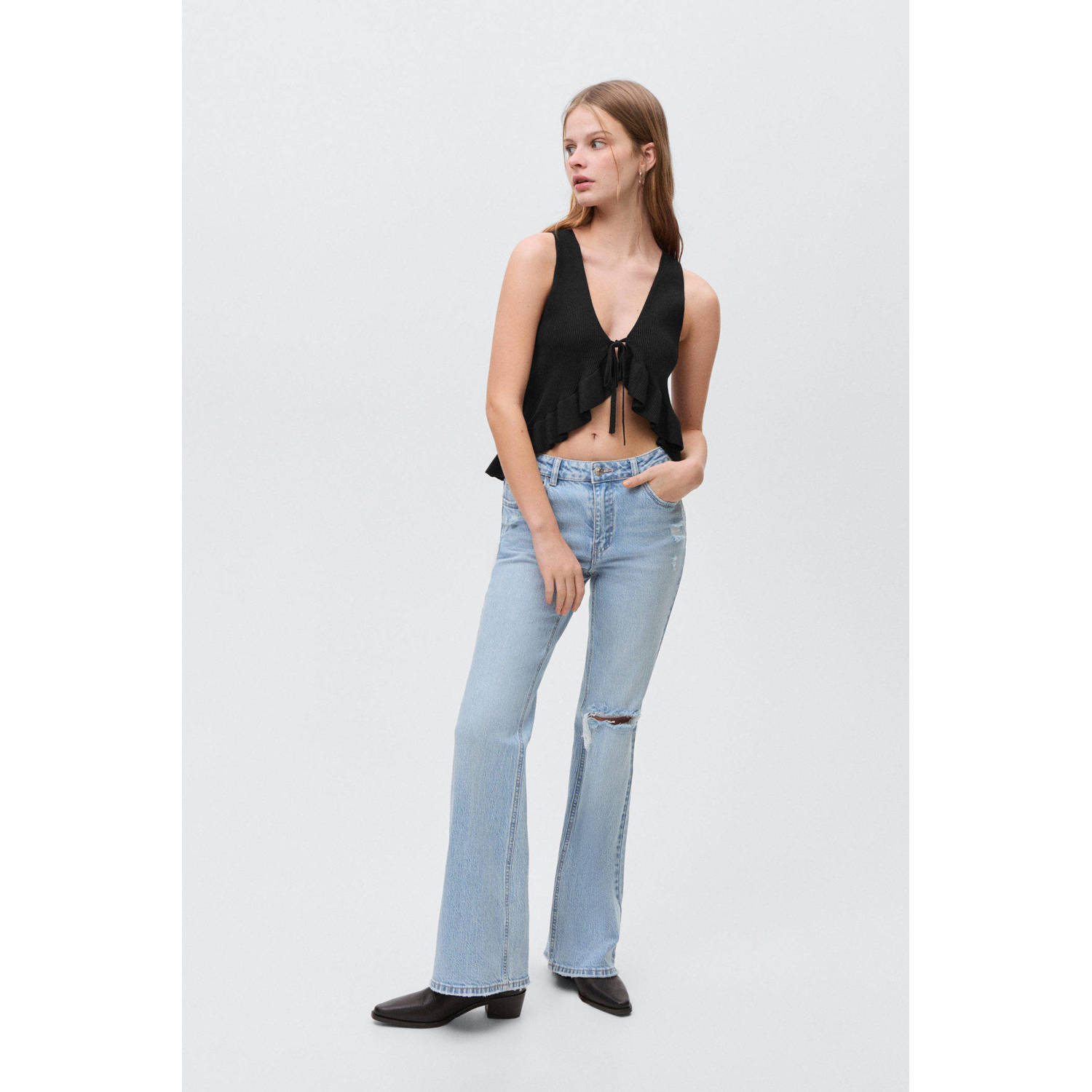 MANGO TEEN mouwloze top zwart