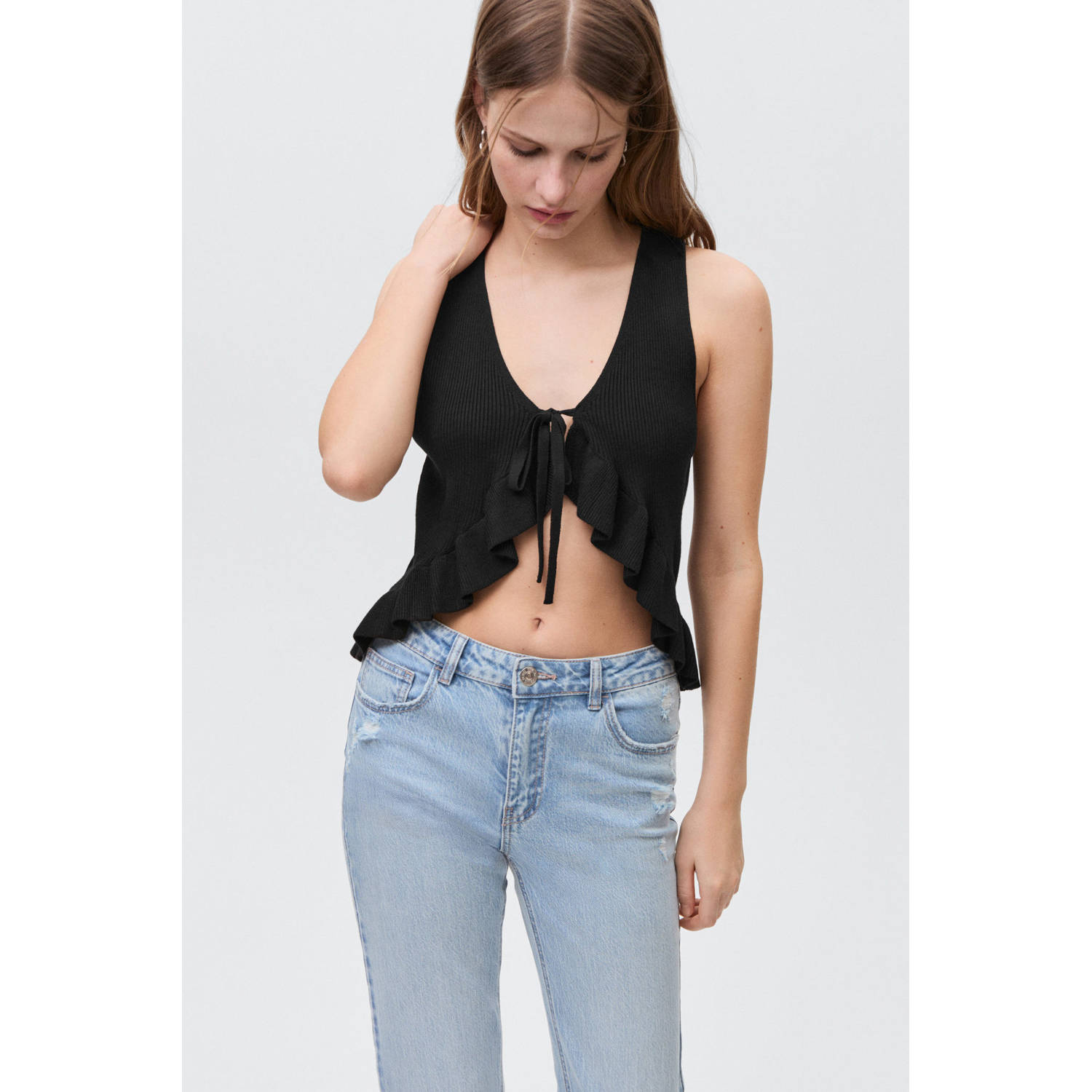 MANGO TEEN mouwloze top zwart