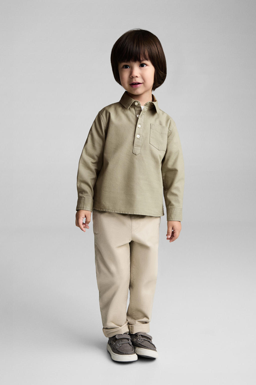 Groene jongens Mango Kids overhemd van katoen met effen, lange mouwen, klassieke kraag en knoopsluiting
