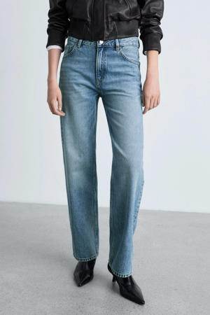 straight leg jeans medium blue denim