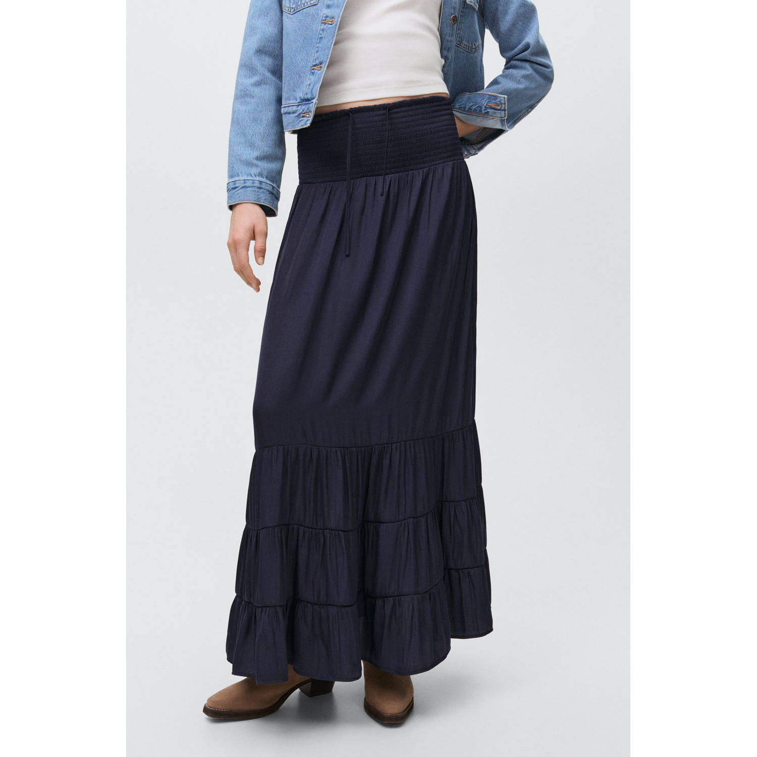 MANGO TEEN maxi rok donkerblauw