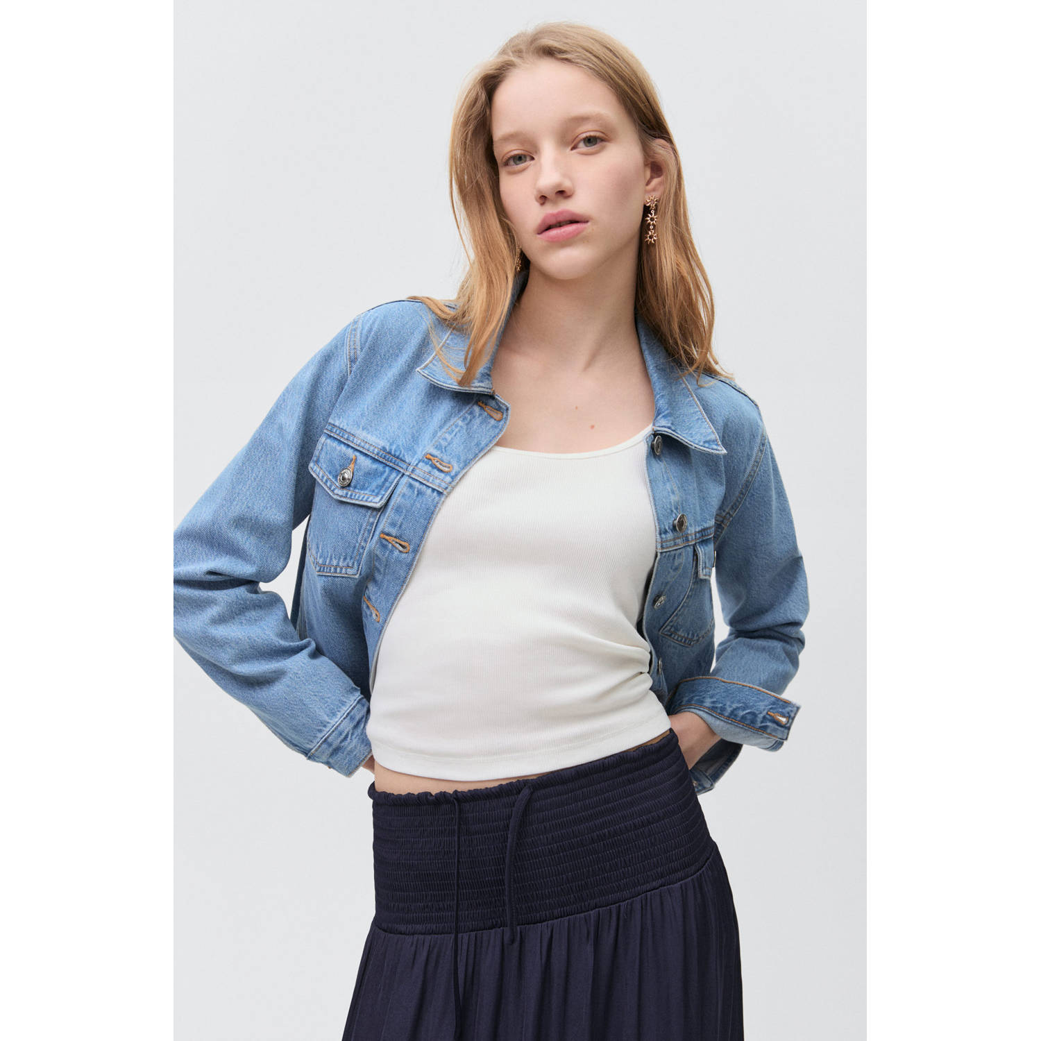 MANGO TEEN maxi rok donkerblauw