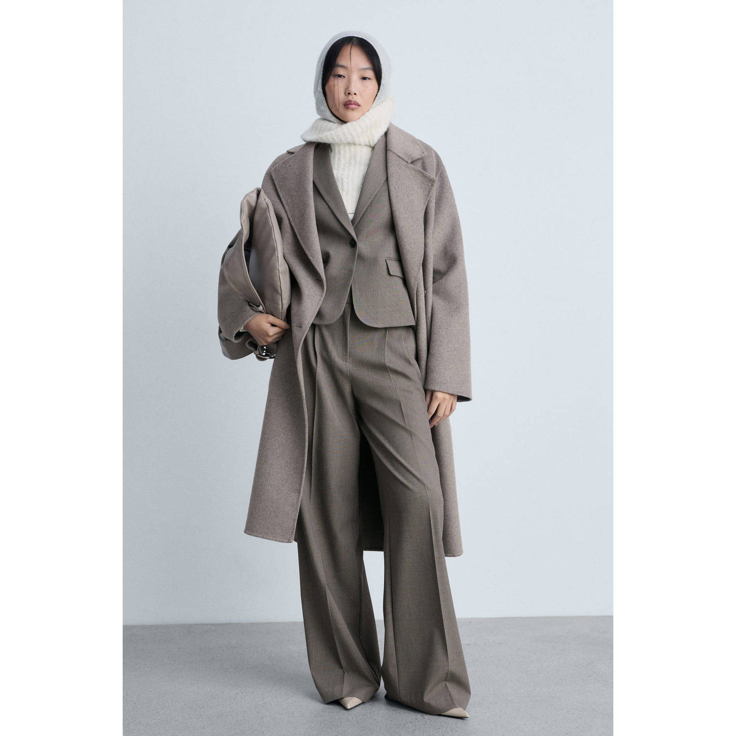Mango regular blazer grijsbruin