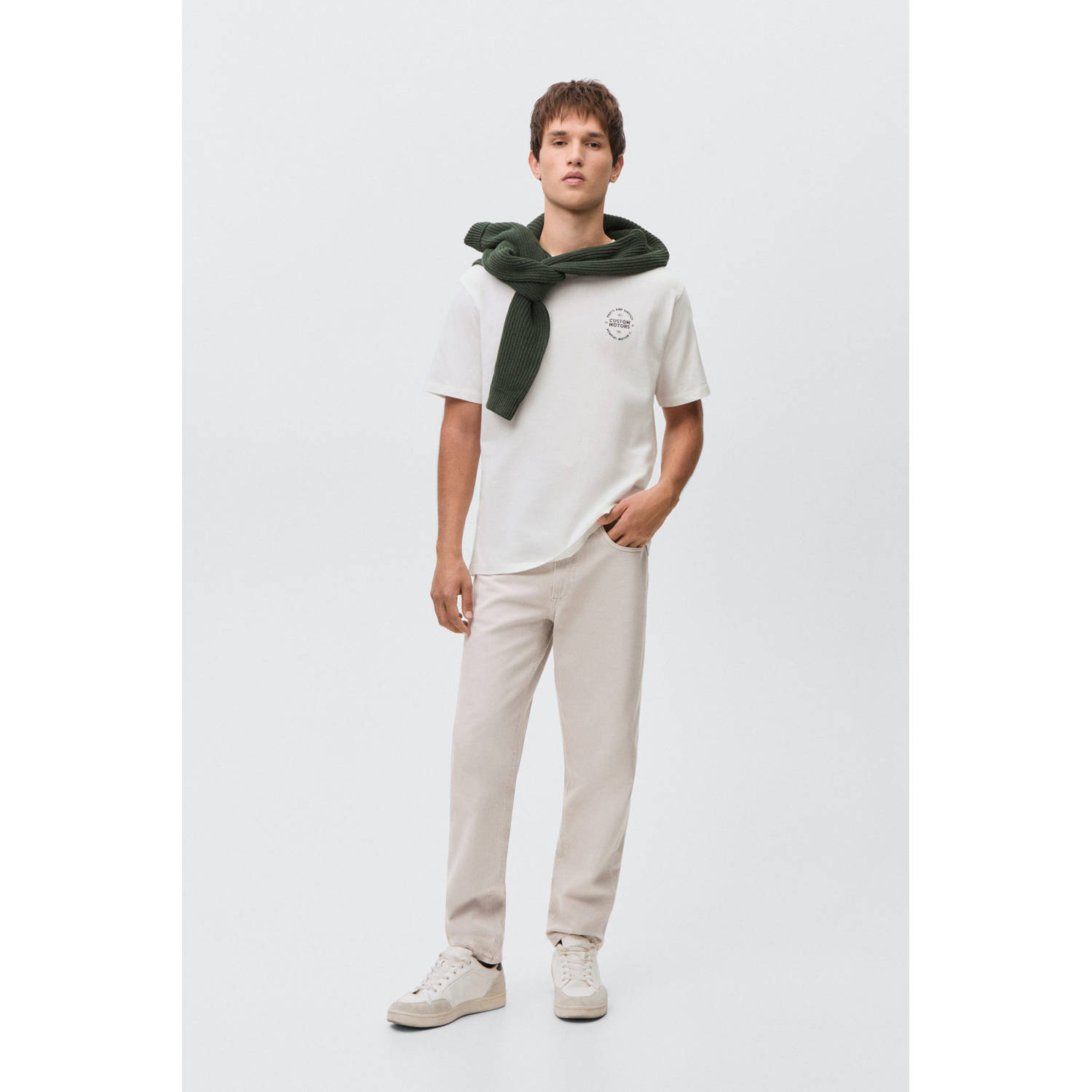 MANGO TEEN regular waist regular fit jeans lichtgrijs