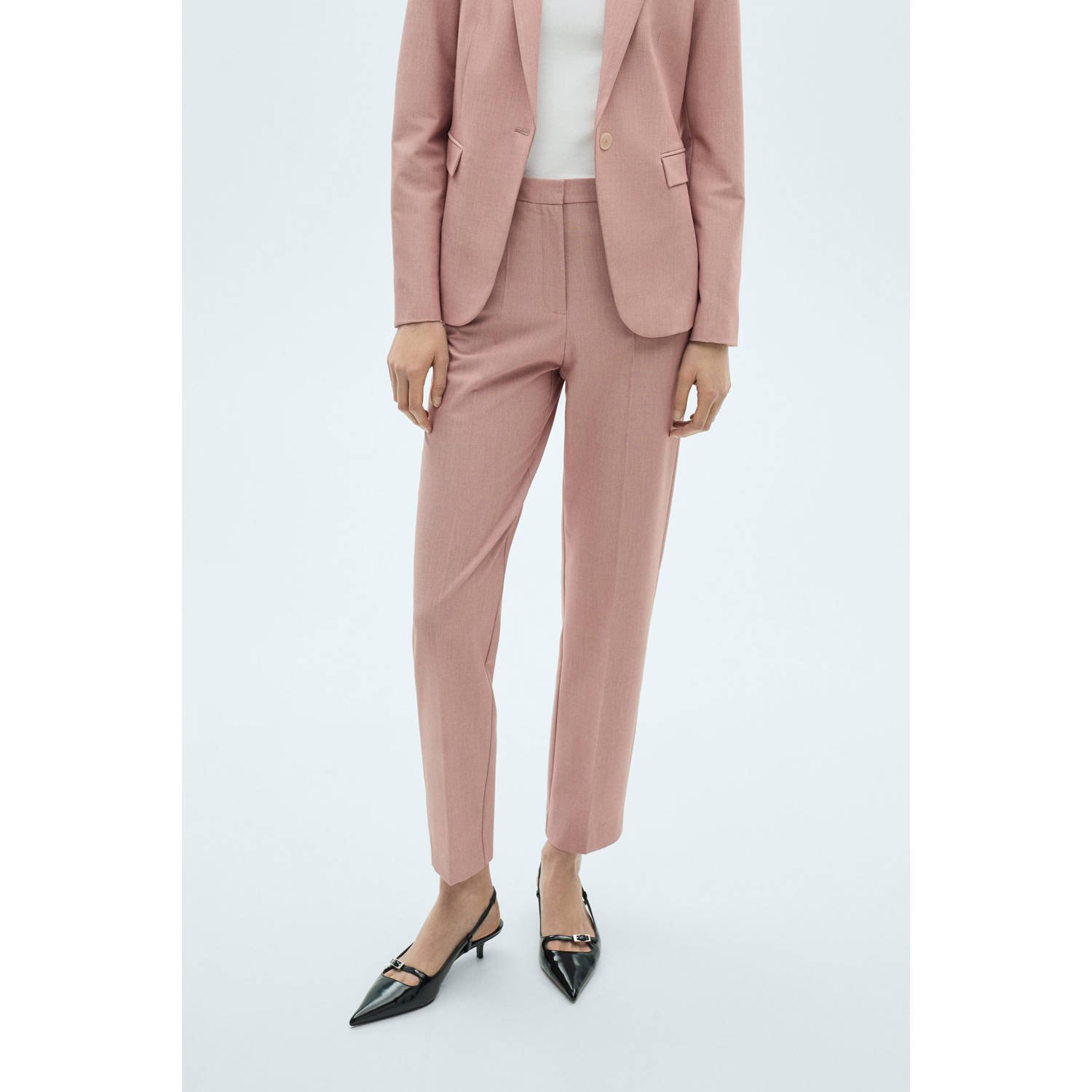 Mango slim regular waist broek oudroze