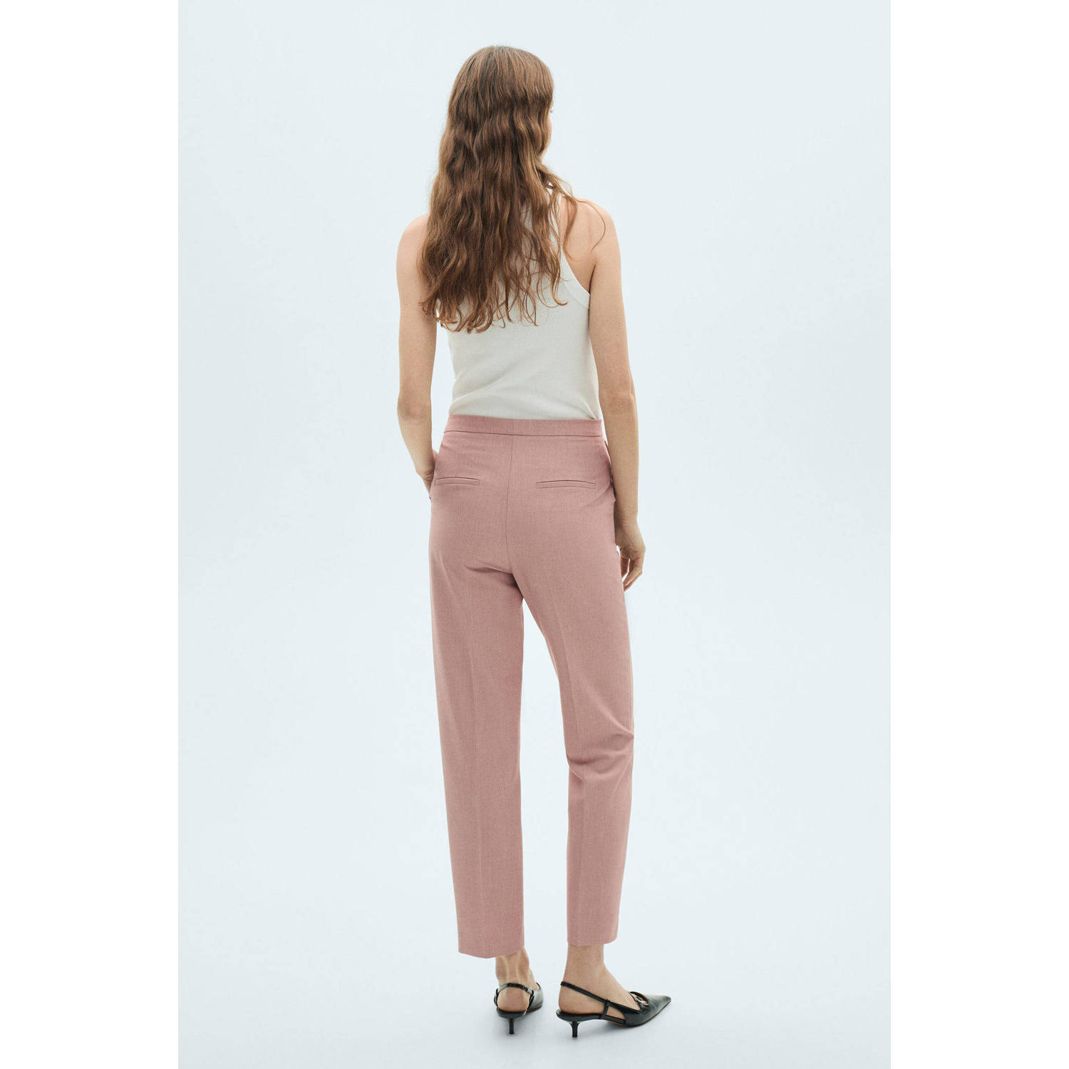 Mango slim regular waist broek oudroze