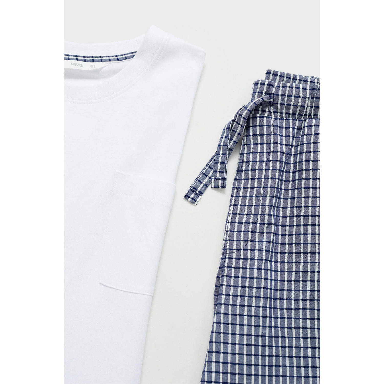 Mango Man pyjama wit blauw