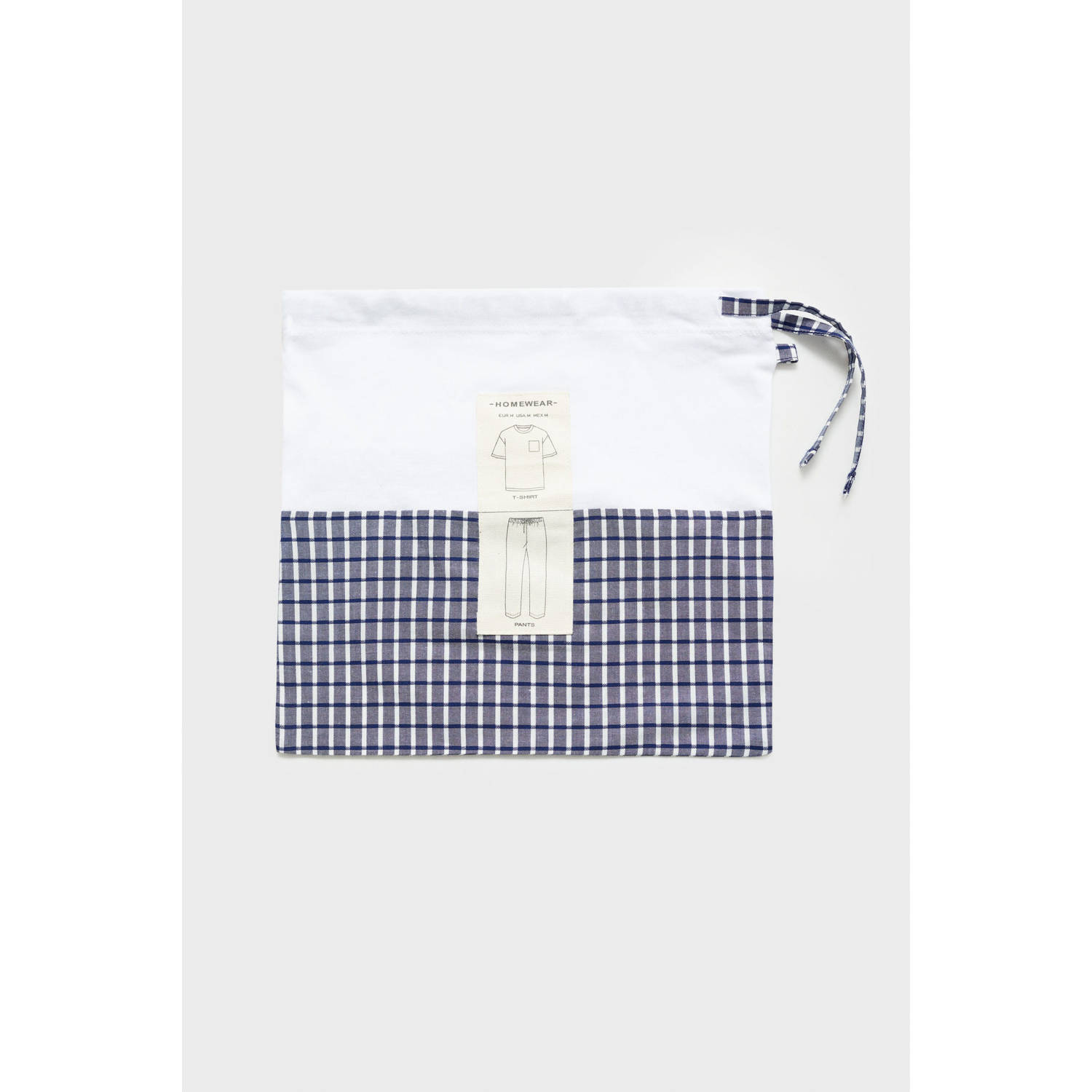 Mango Man pyjama wit blauw