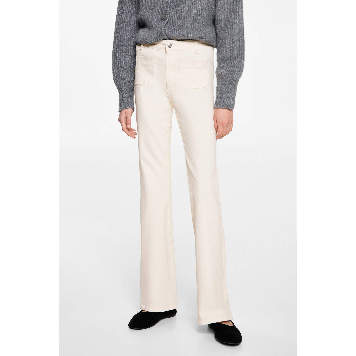 MANGO TEEN flared casual broek ecru