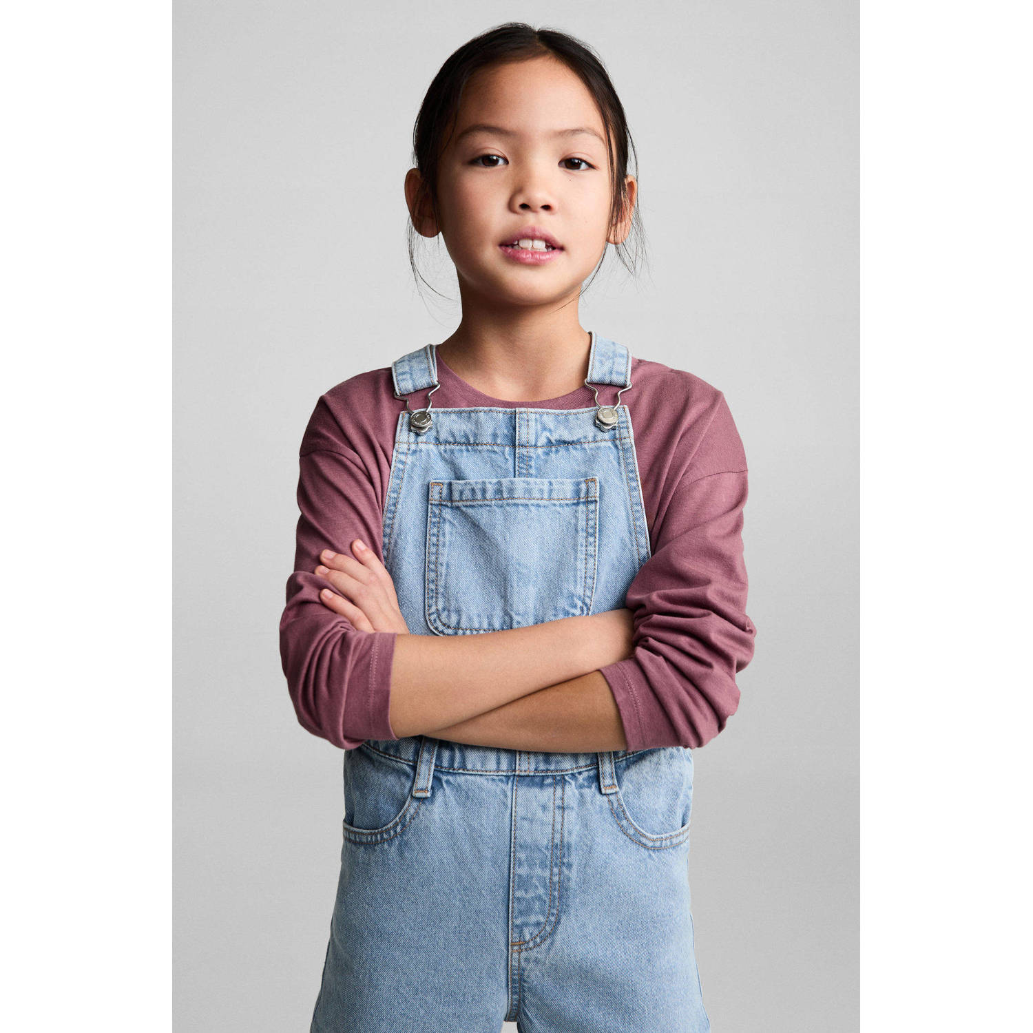 Mango Kids tuinbroek light blue denim