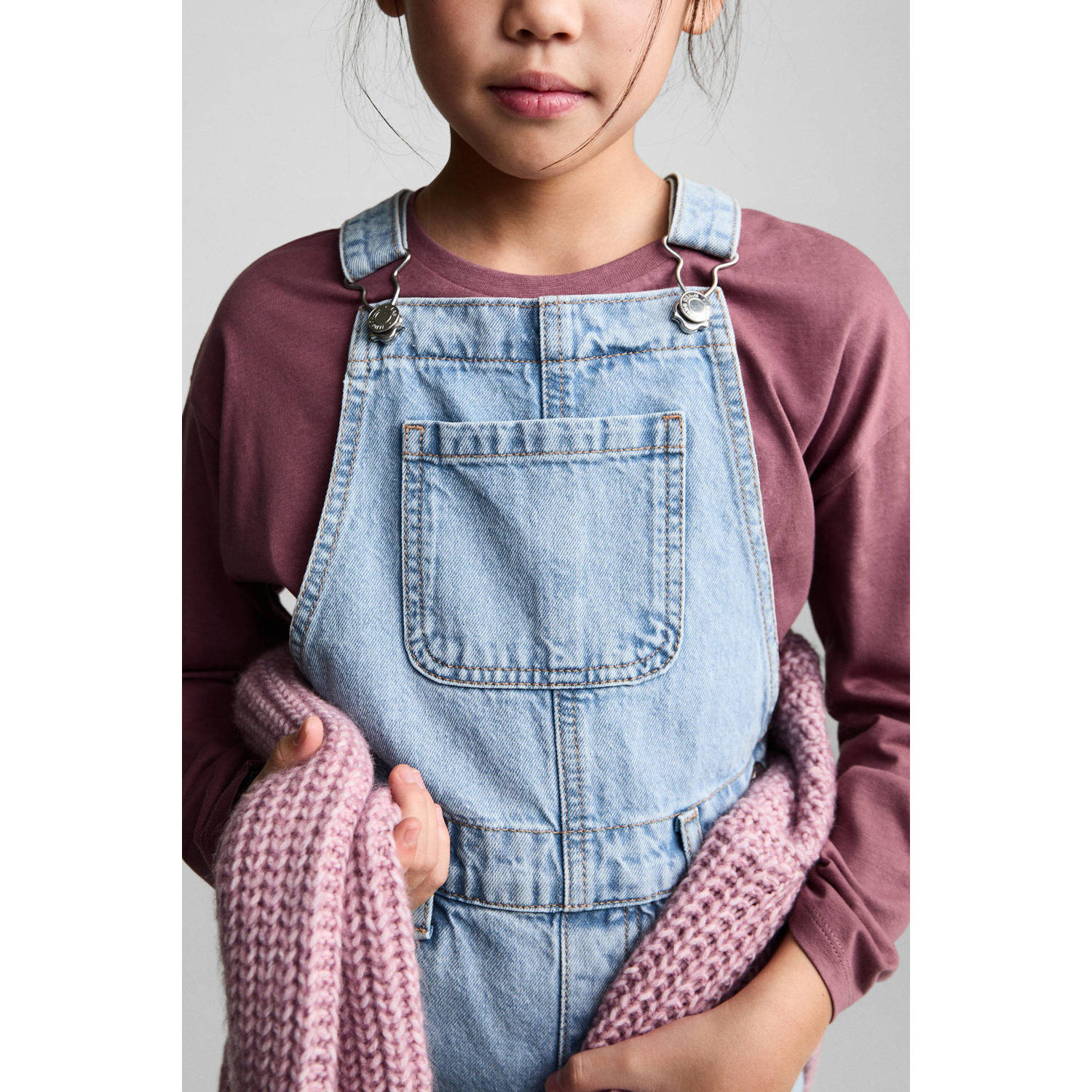 Mango Kids tuinbroek light blue denim