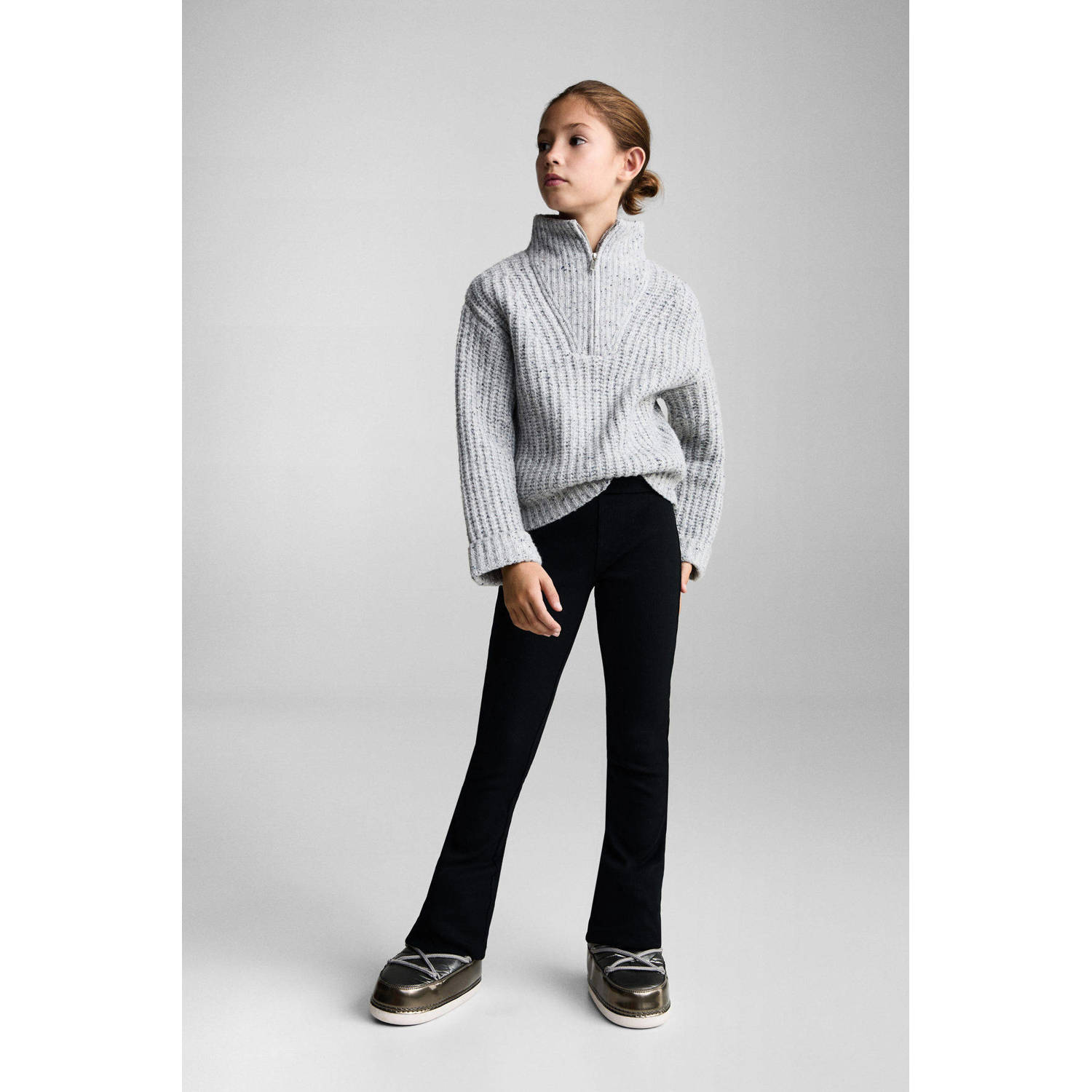 Mango Kids flared legging zwart