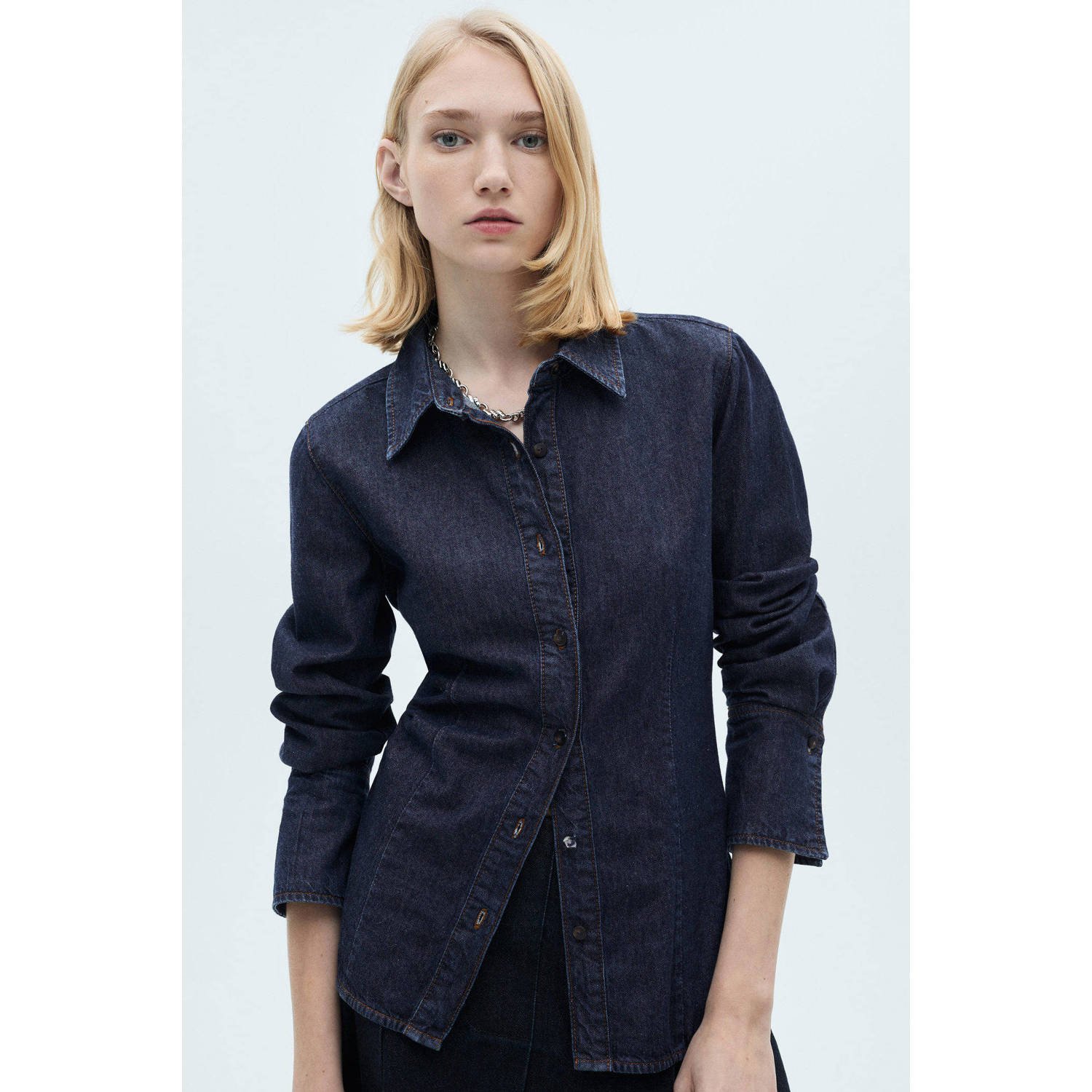 Mango denim blouse dark blue