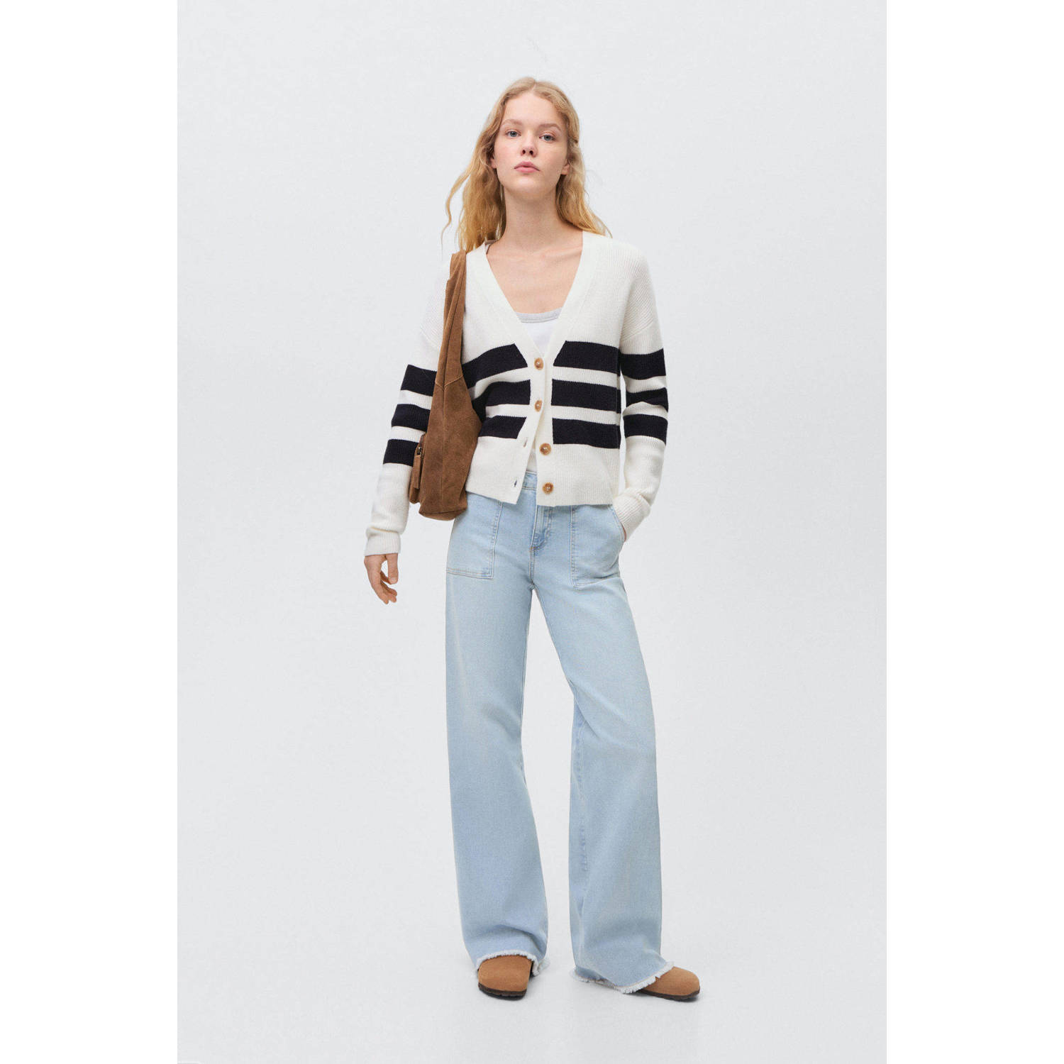 MANGO TEEN wide leg jeans light blue denim