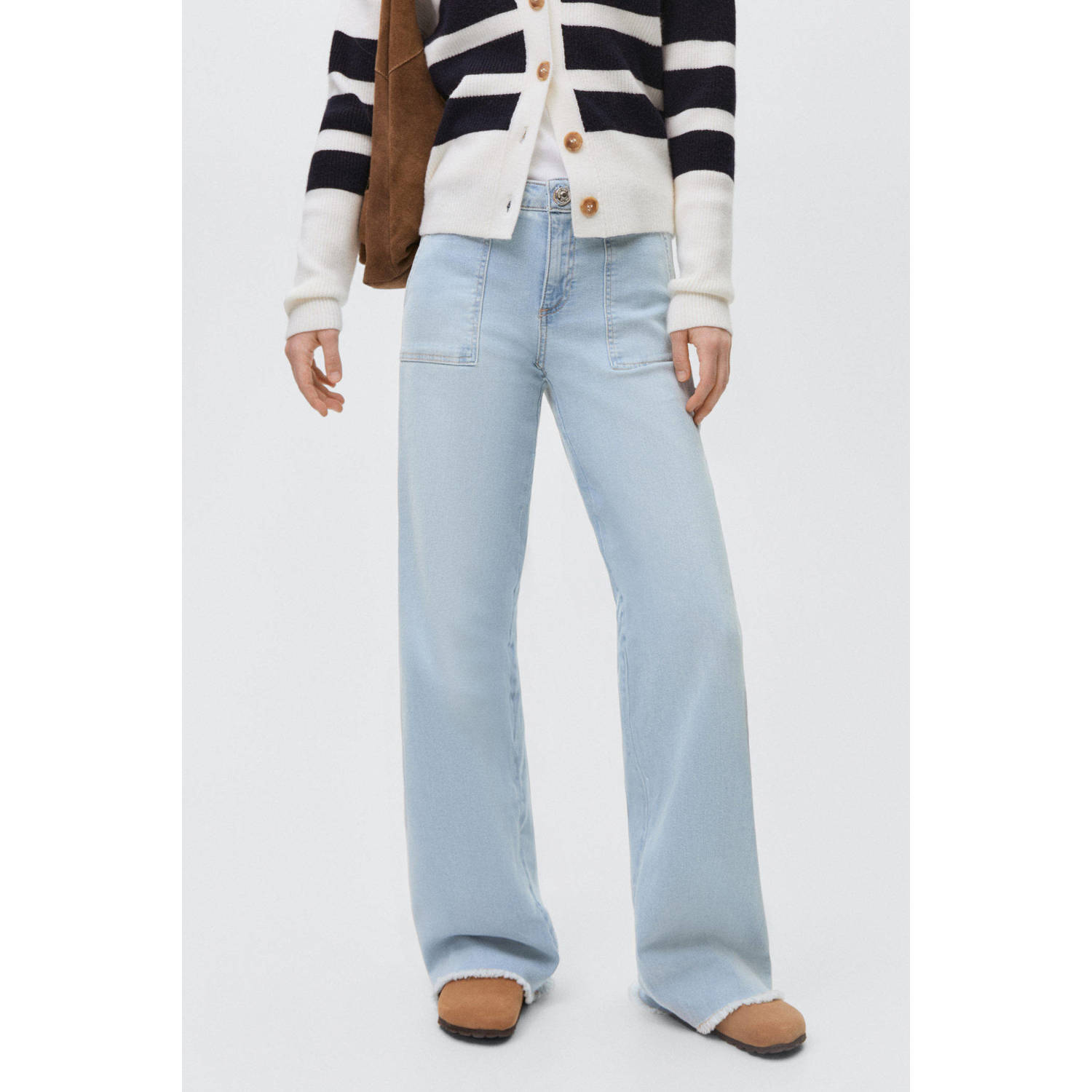 MANGO TEEN wide leg jeans light blue denim