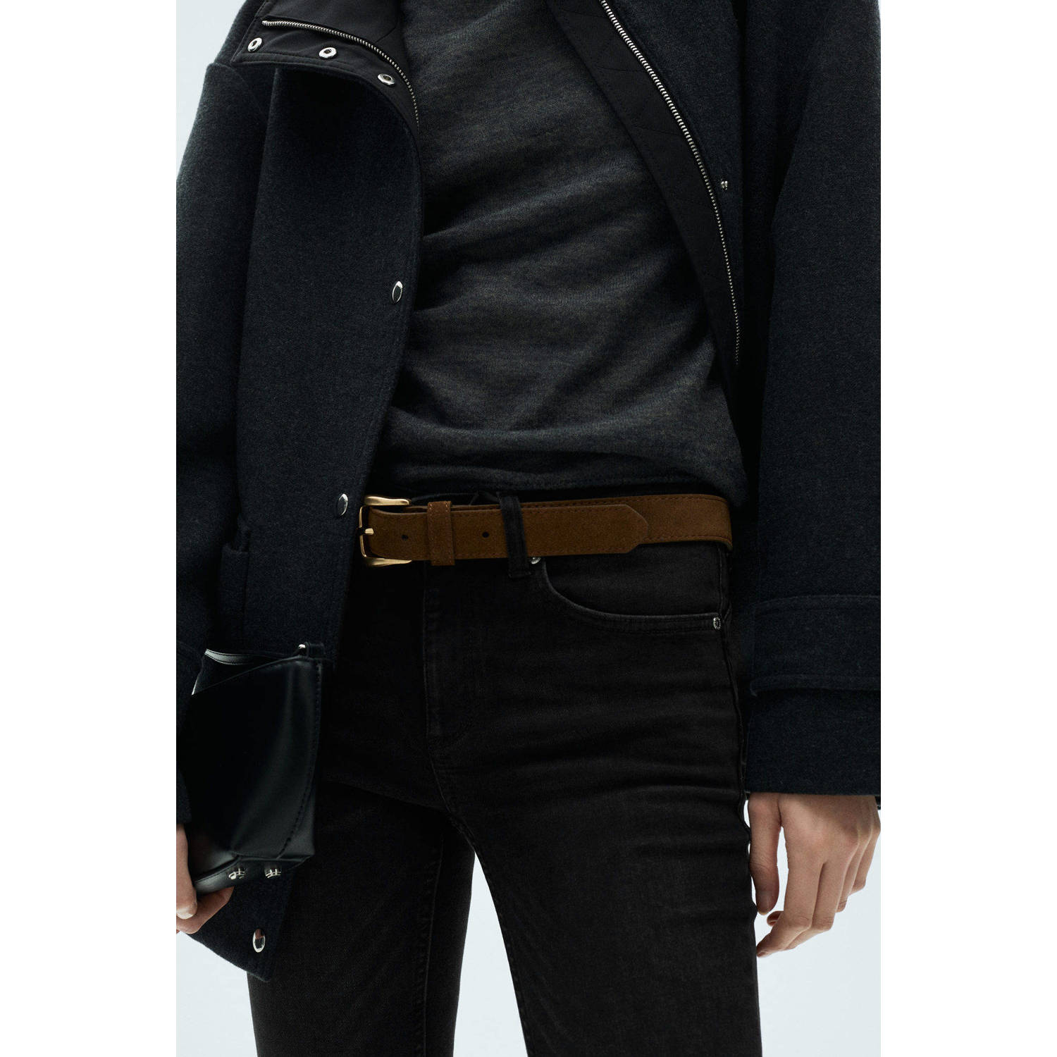 Mango regular waist skinny jeans black denim