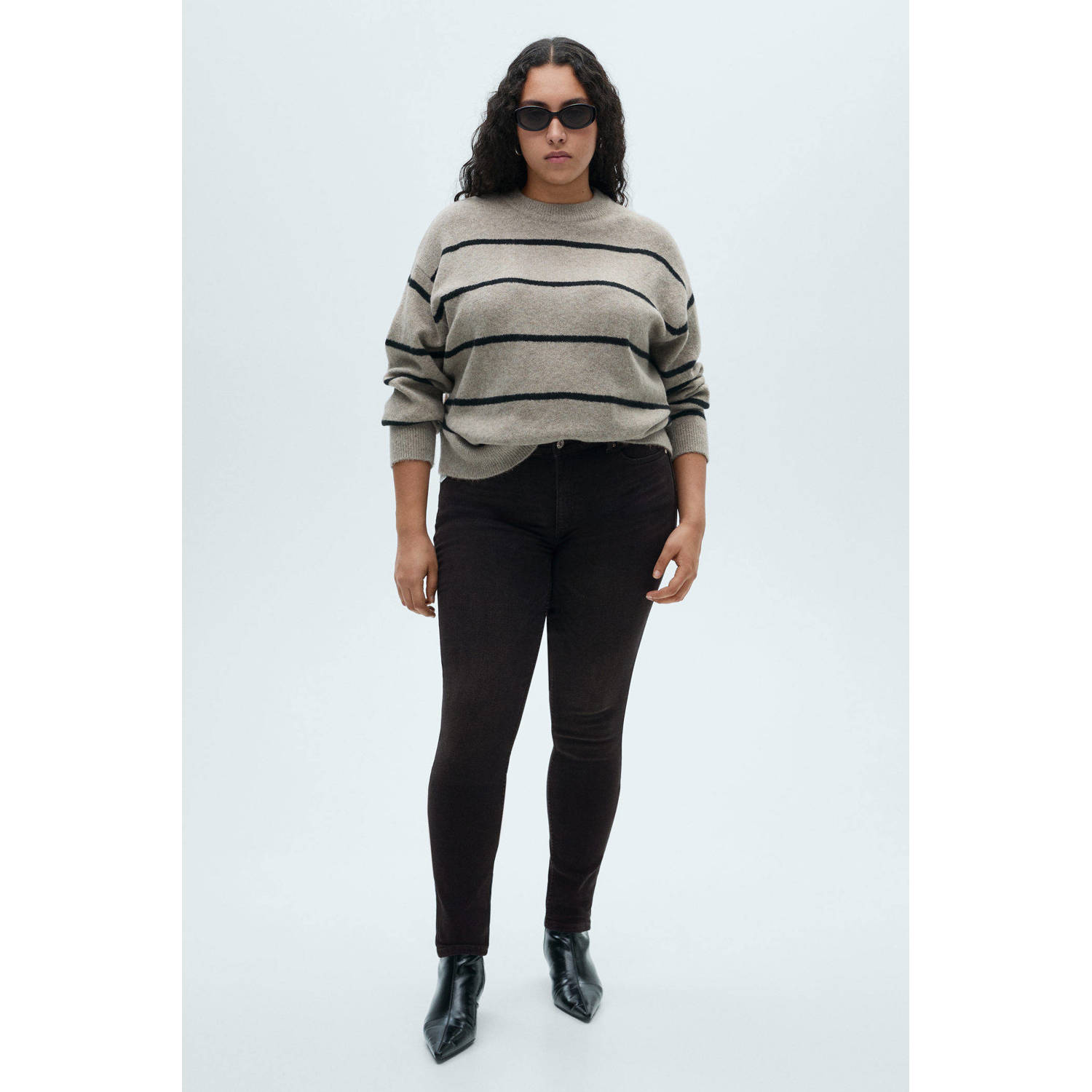 Mango regular waist skinny jeans black denim