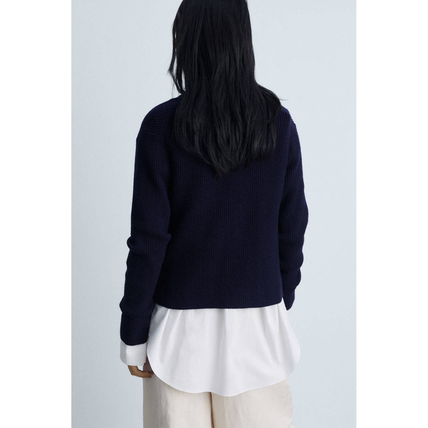 Mango gebreid vest donkerblauw