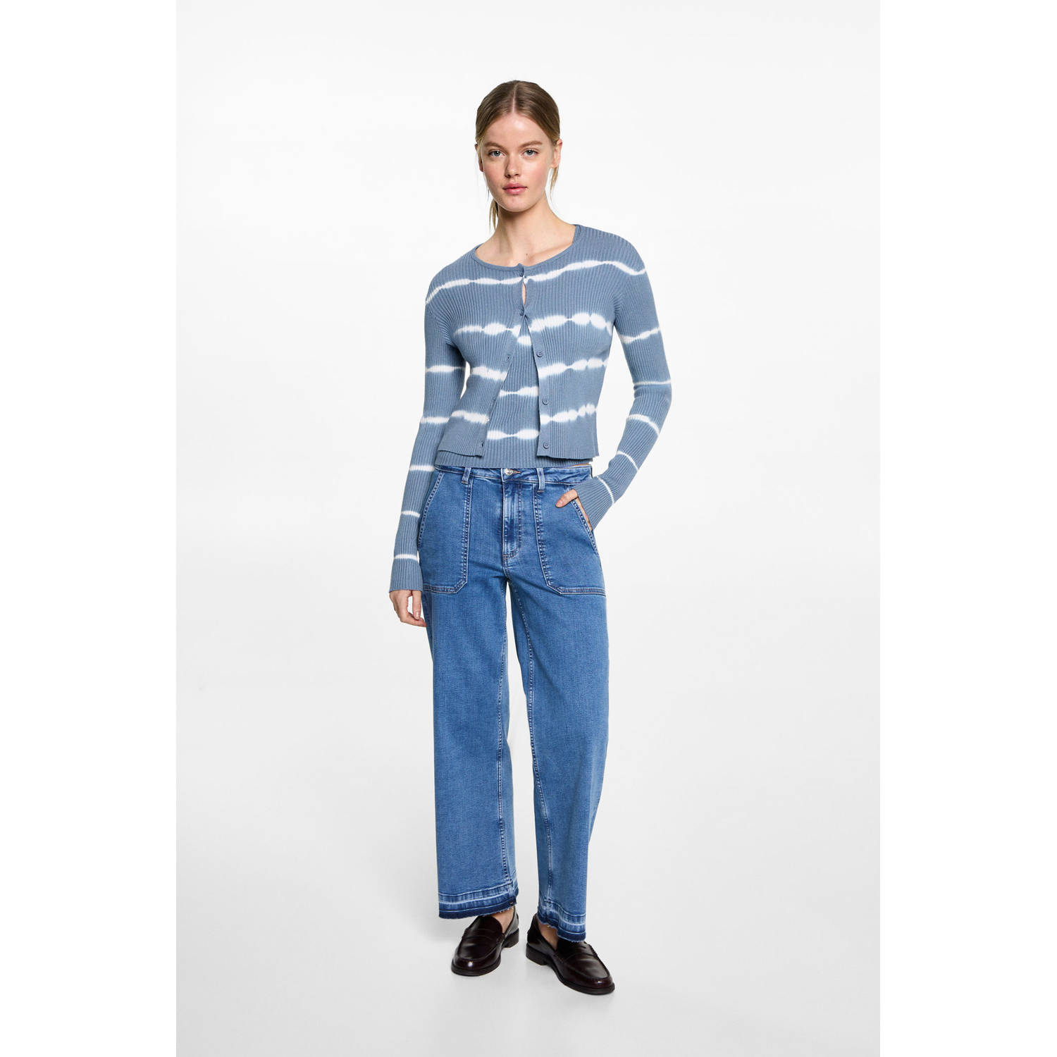 MANGO TEEN vest blauw fijn gebreid