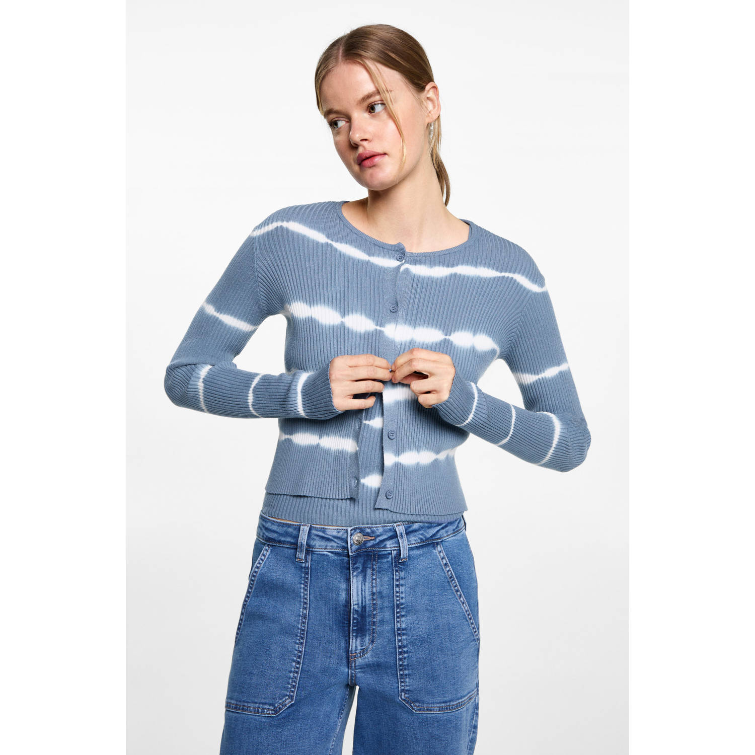 MANGO TEEN vest blauw fijn gebreid