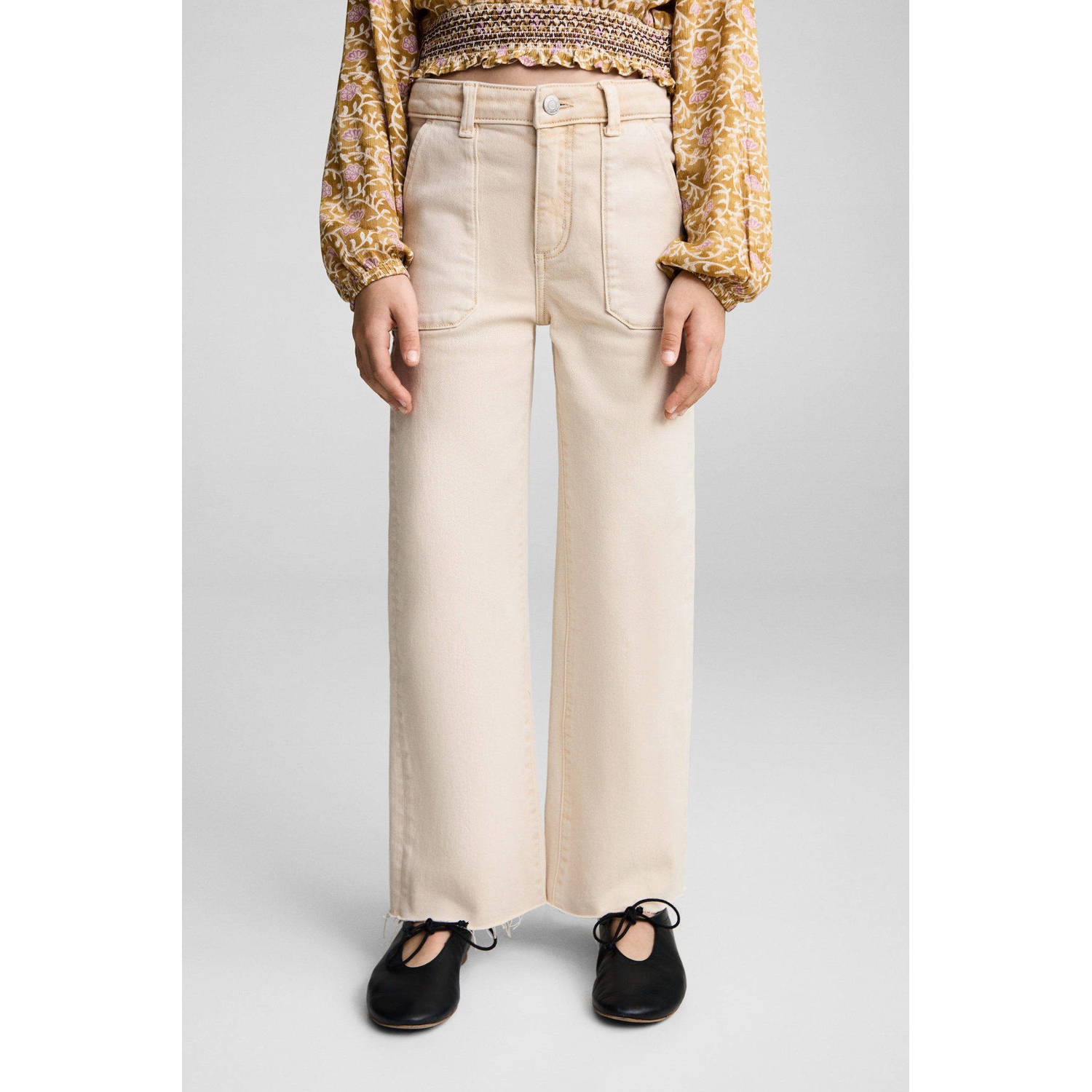 Mango Kids wide leg jeans beige