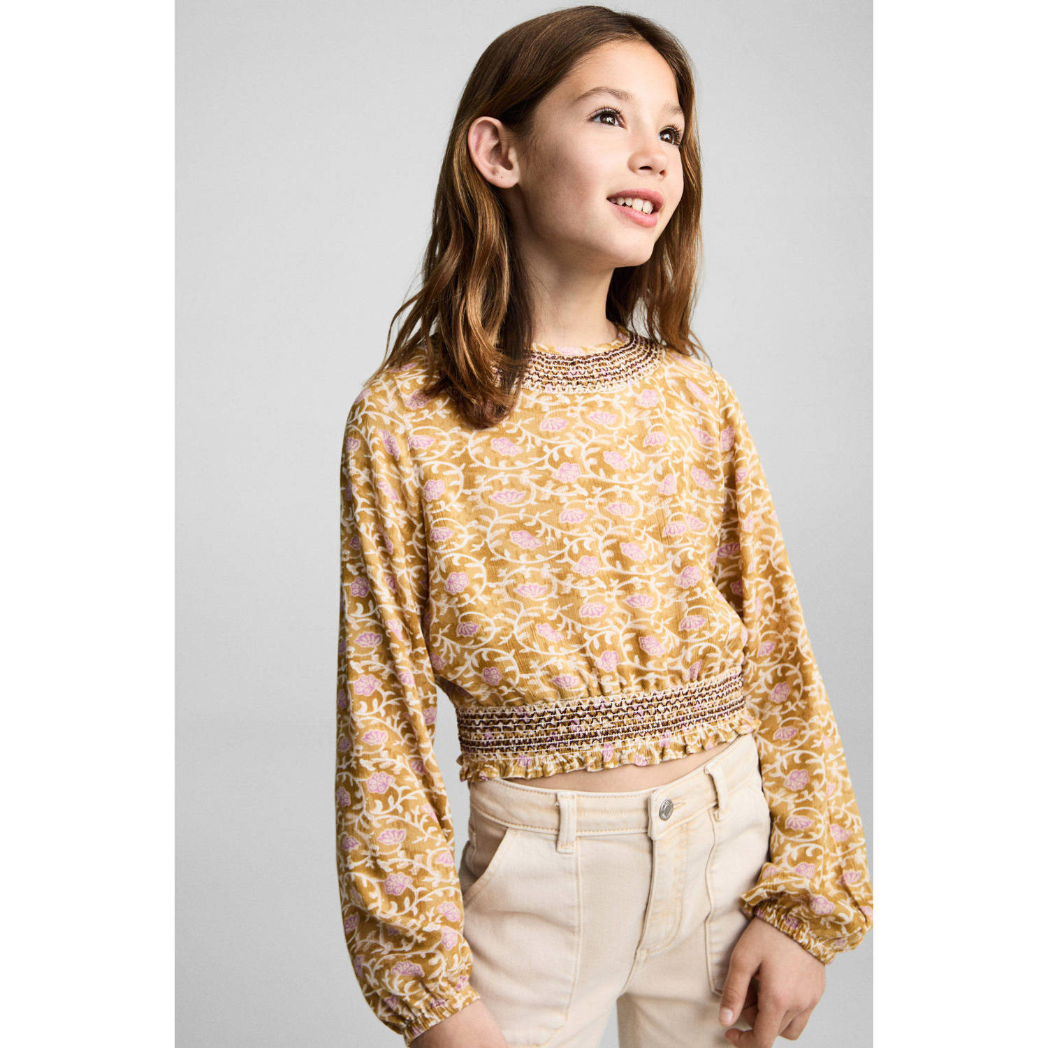 Mango Kids wide leg jeans beige