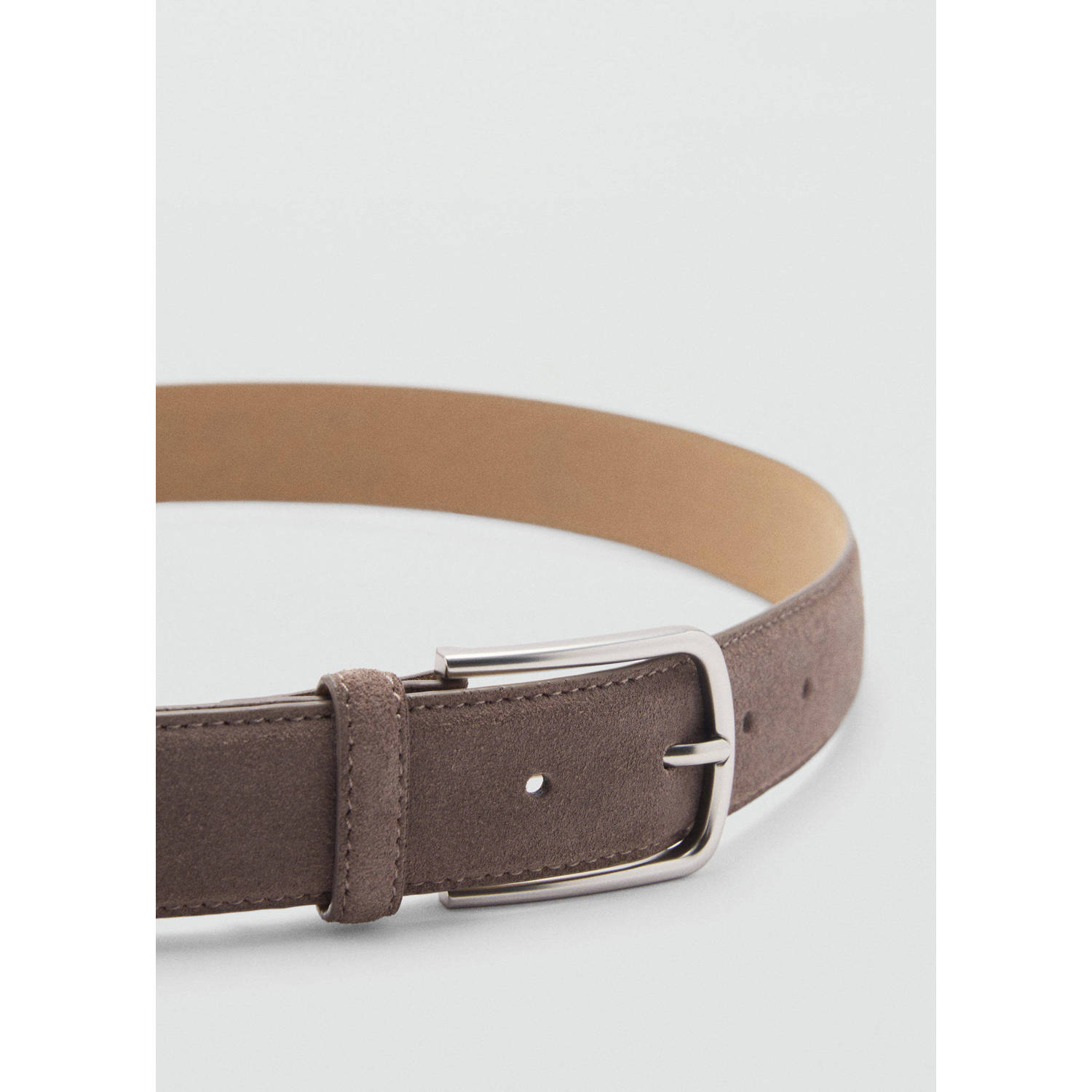 Mango Man suede riem lichtbruin