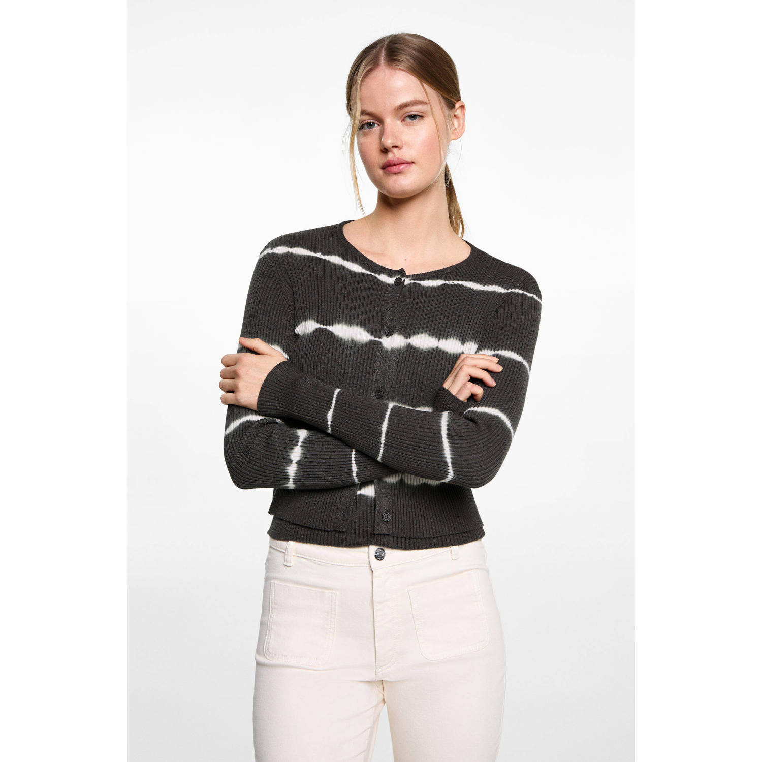 MANGO TEEN vest antraciet fijn gebreid
