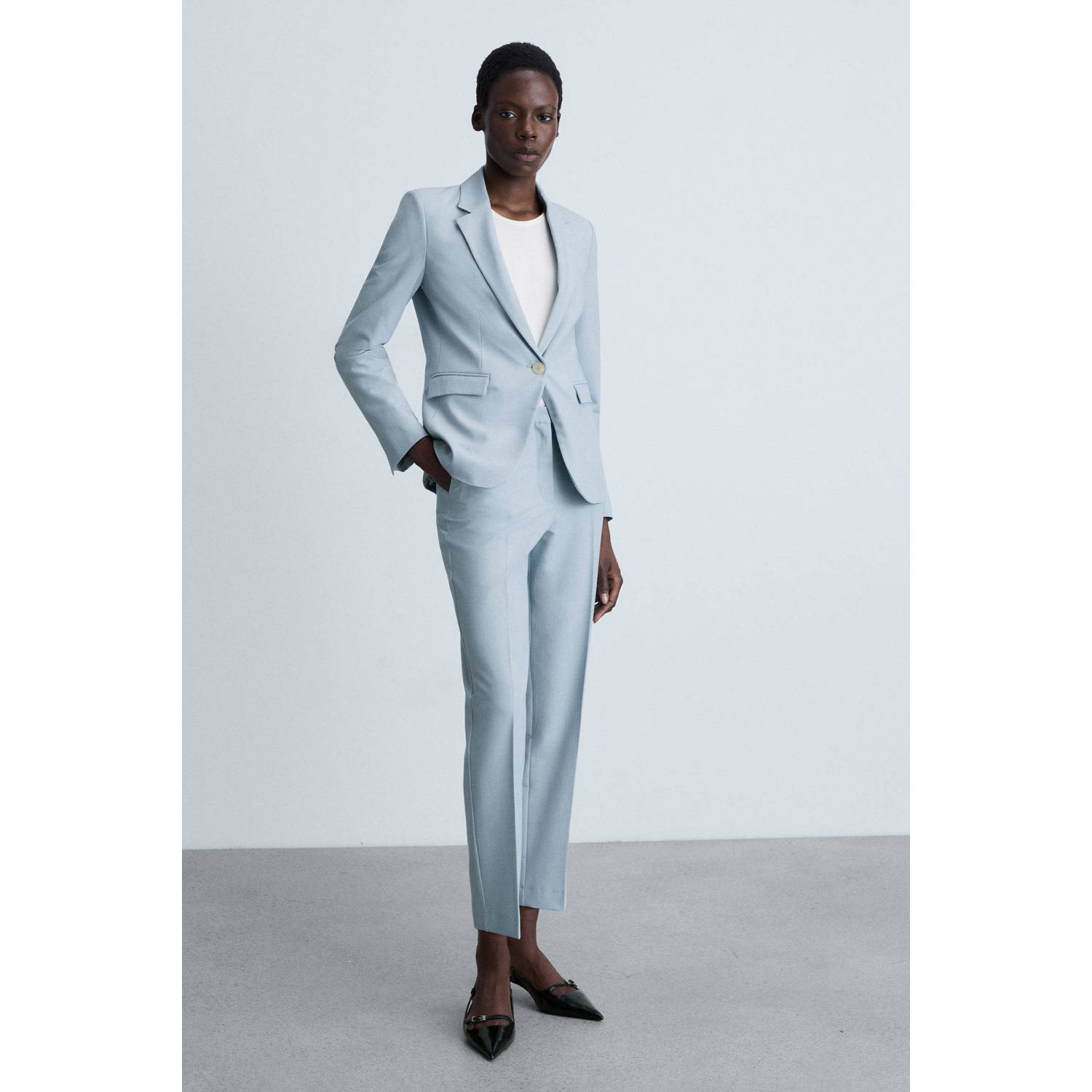 Mango regular blazer lichtblauw
