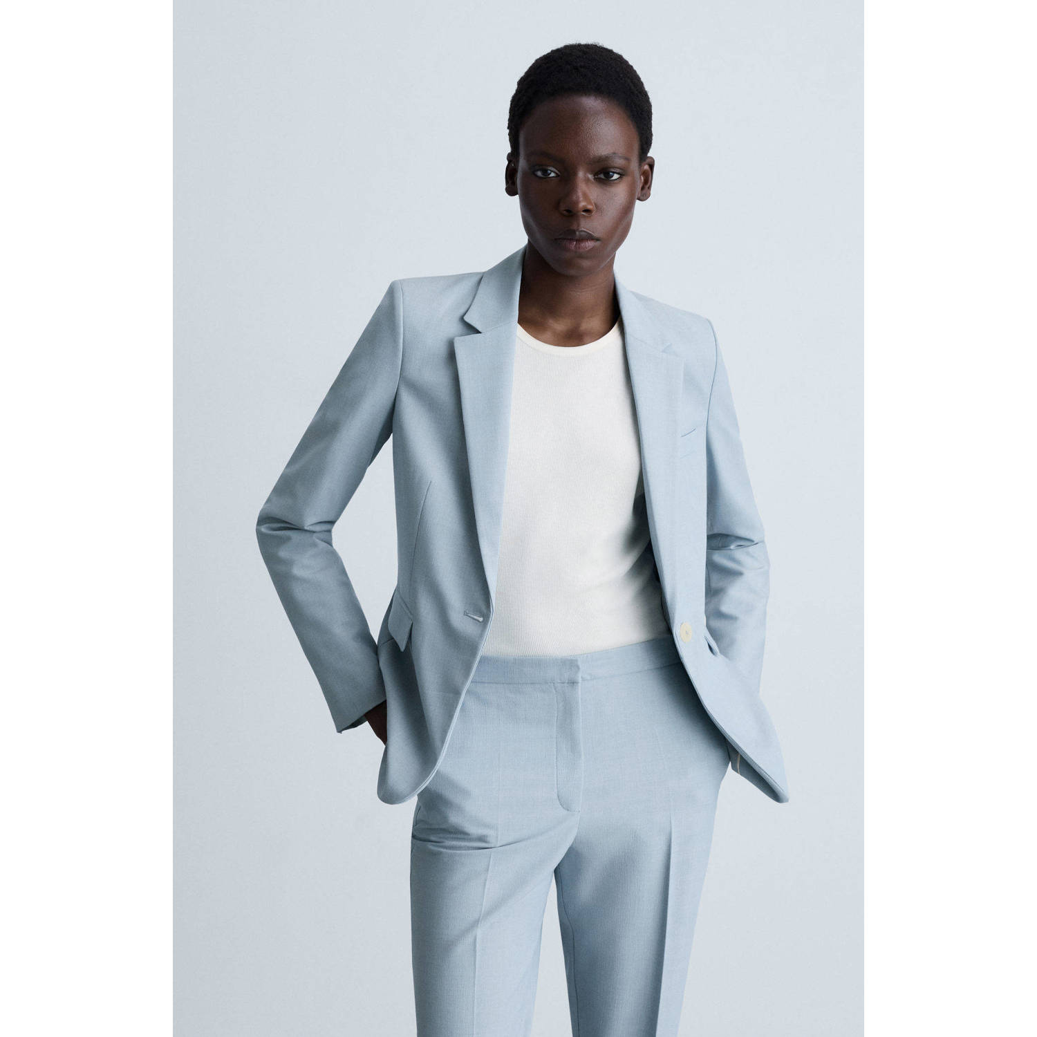 Mango regular blazer lichtblauw
