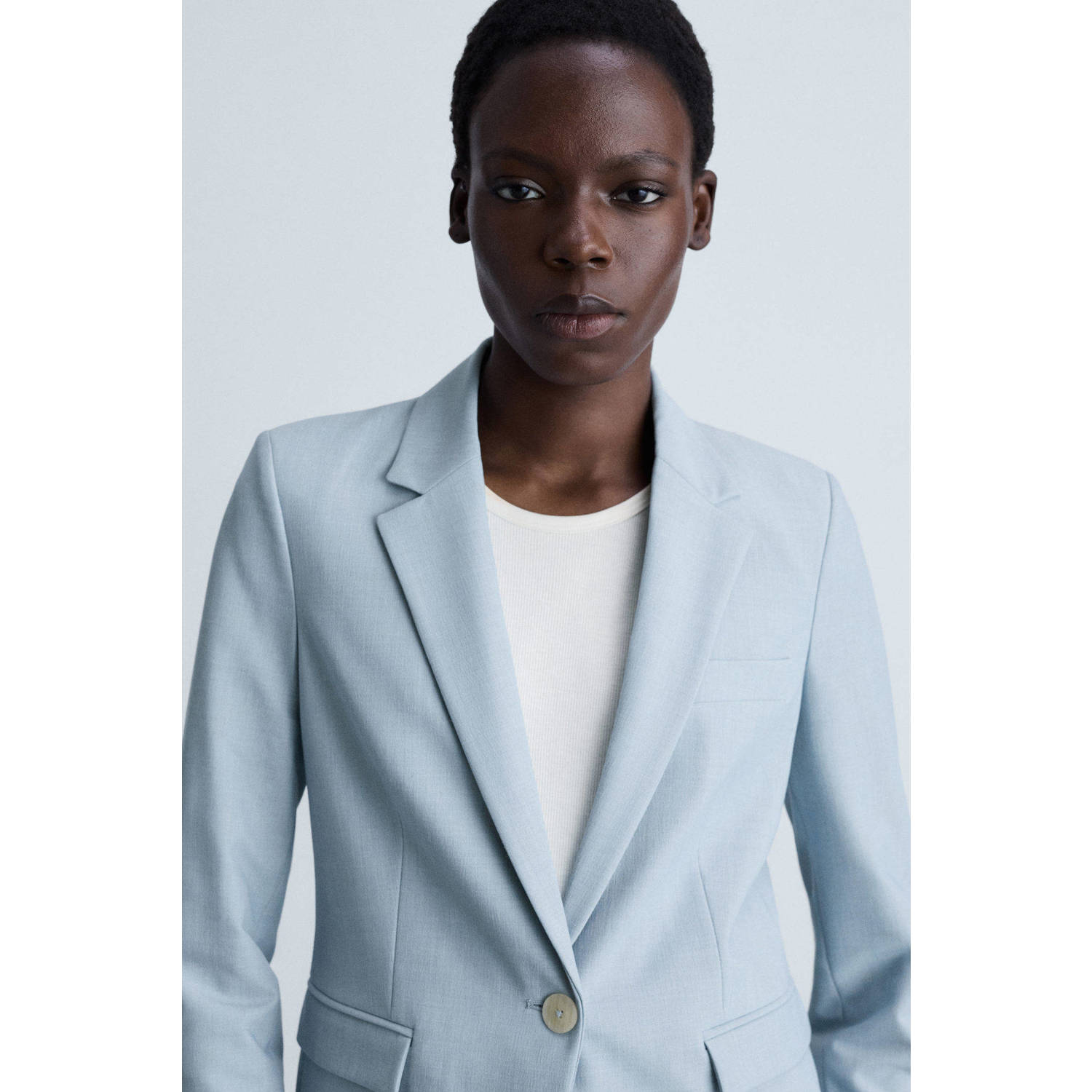 Mango regular blazer lichtblauw