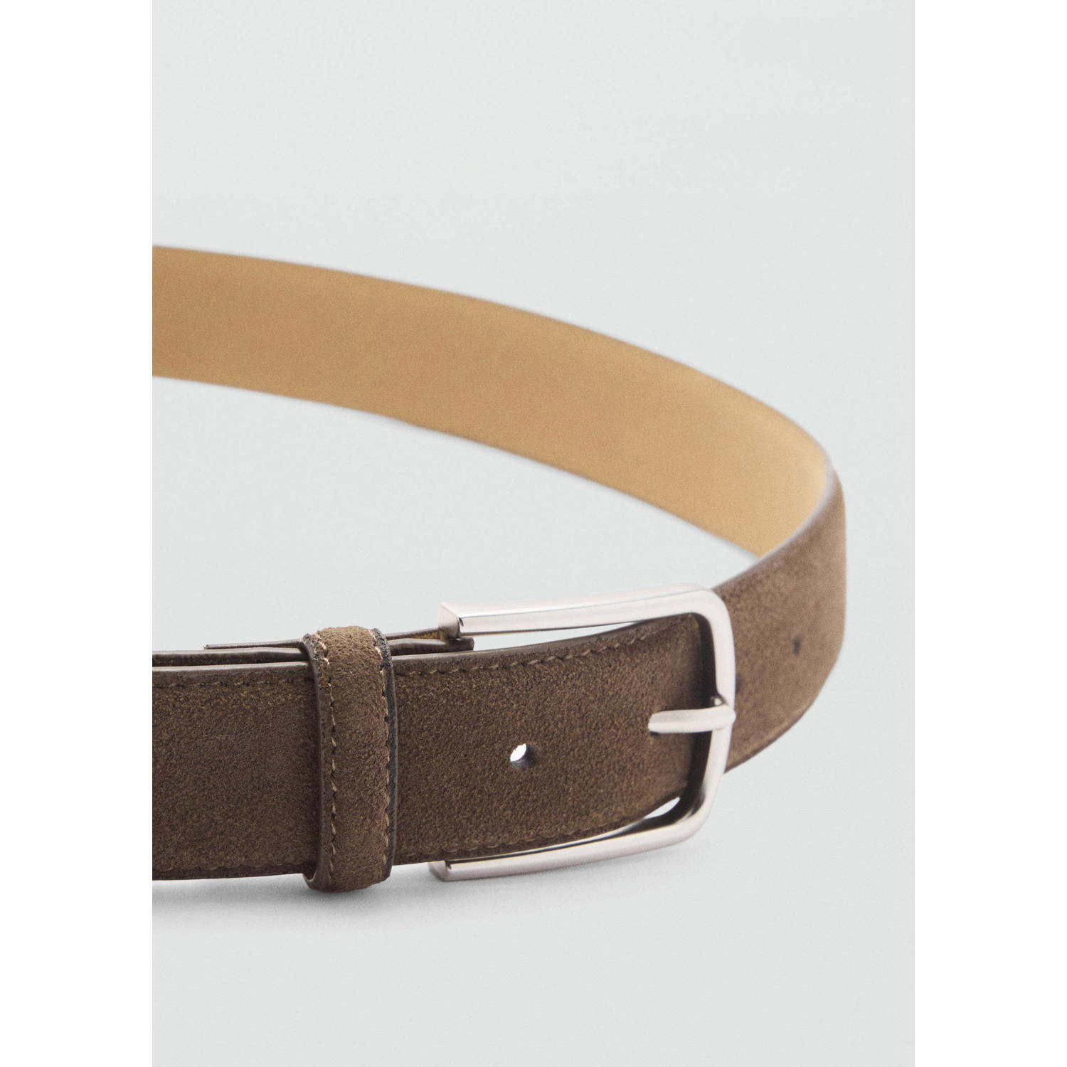 Mango Man suede riem bruin