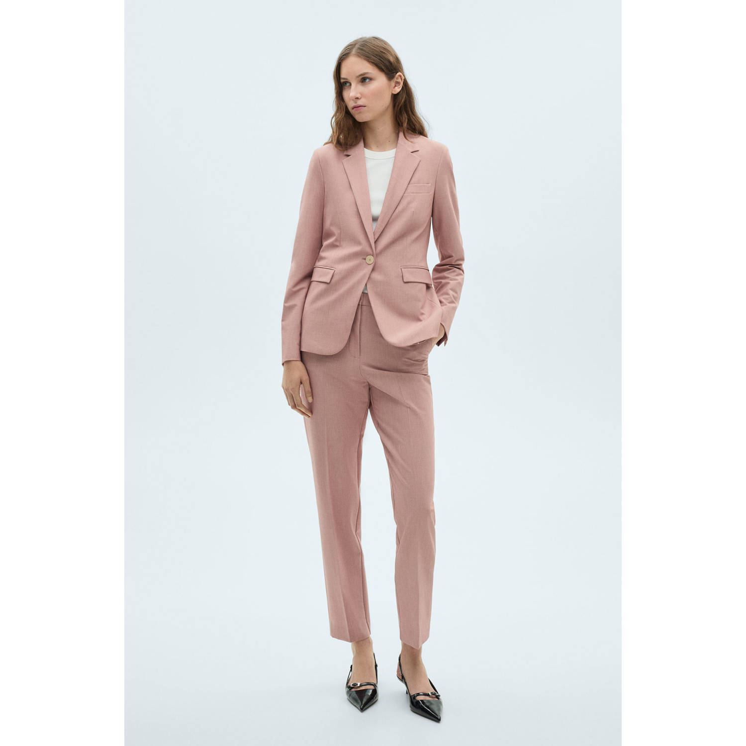 Mango regular blazer lichtroze