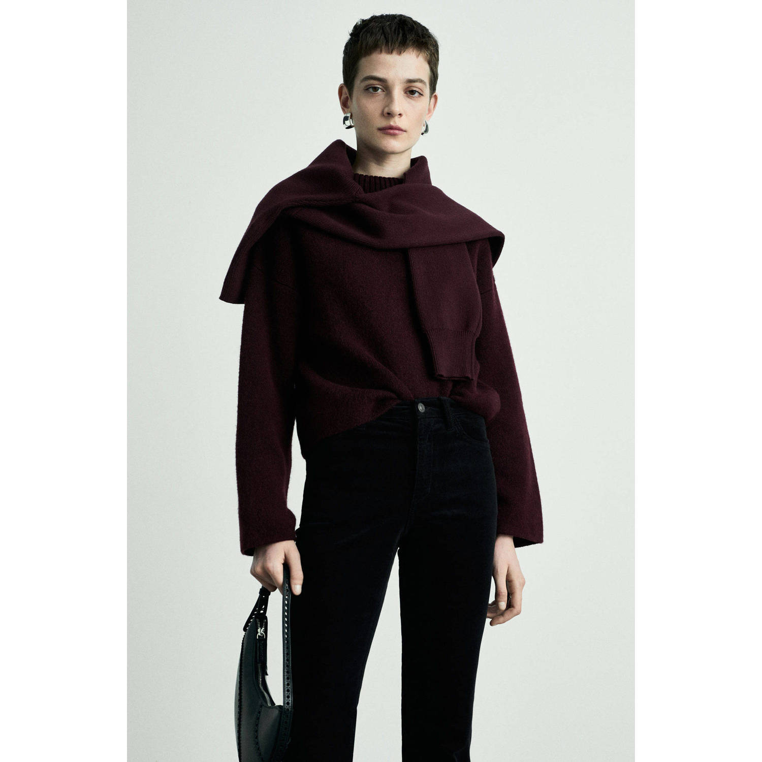 Mango flared regular waist broek antraciet