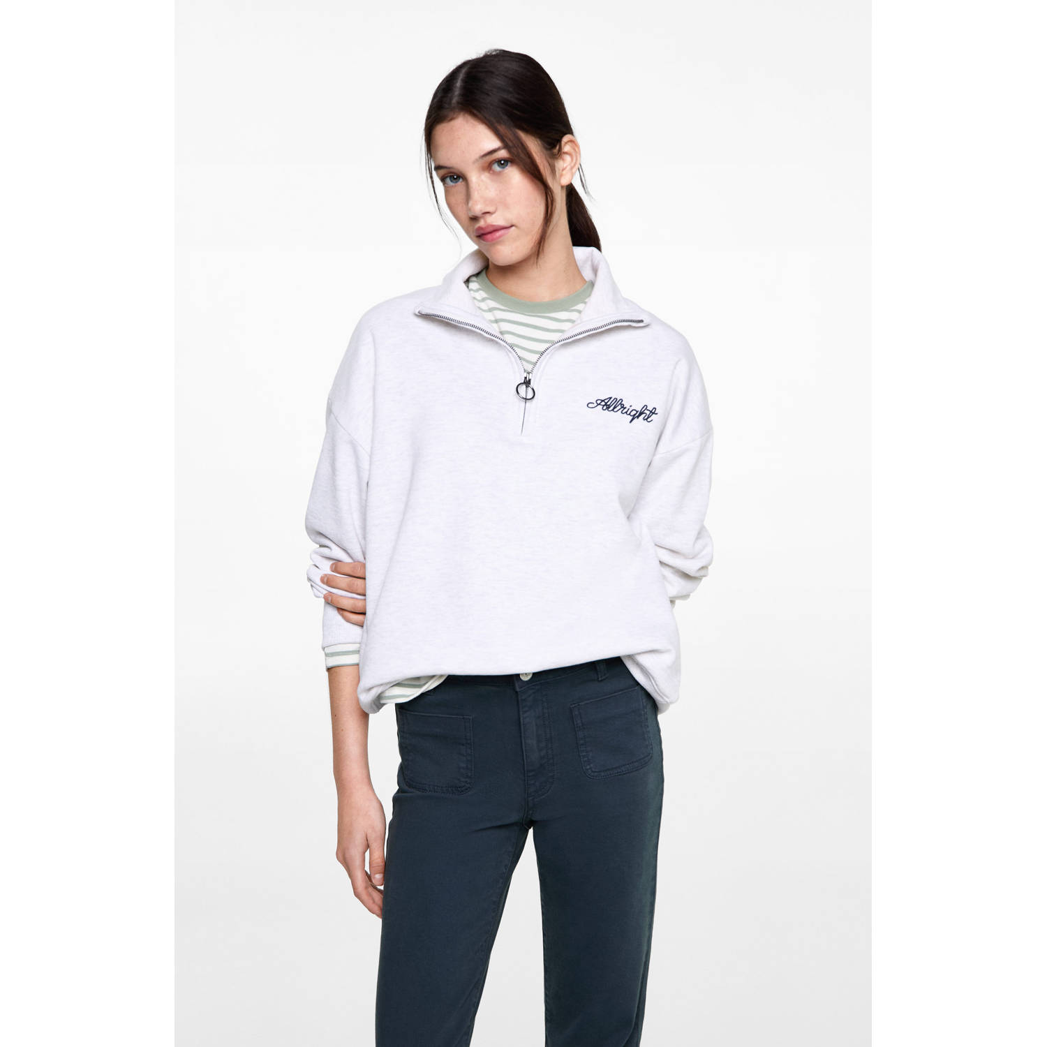 MANGO TEEN wide leg casual broek marine