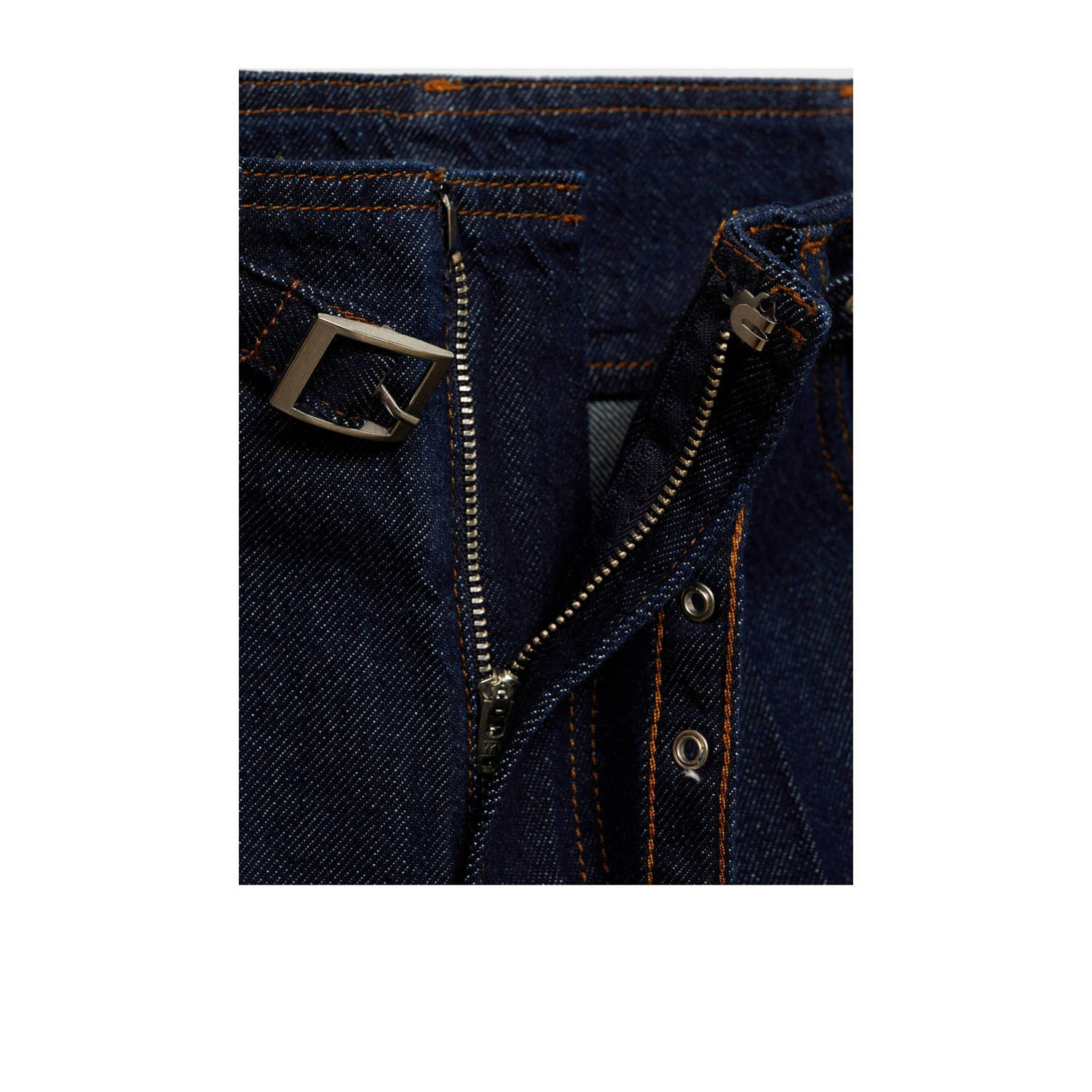 Mango regular waist wide leg jeans dark blue denim