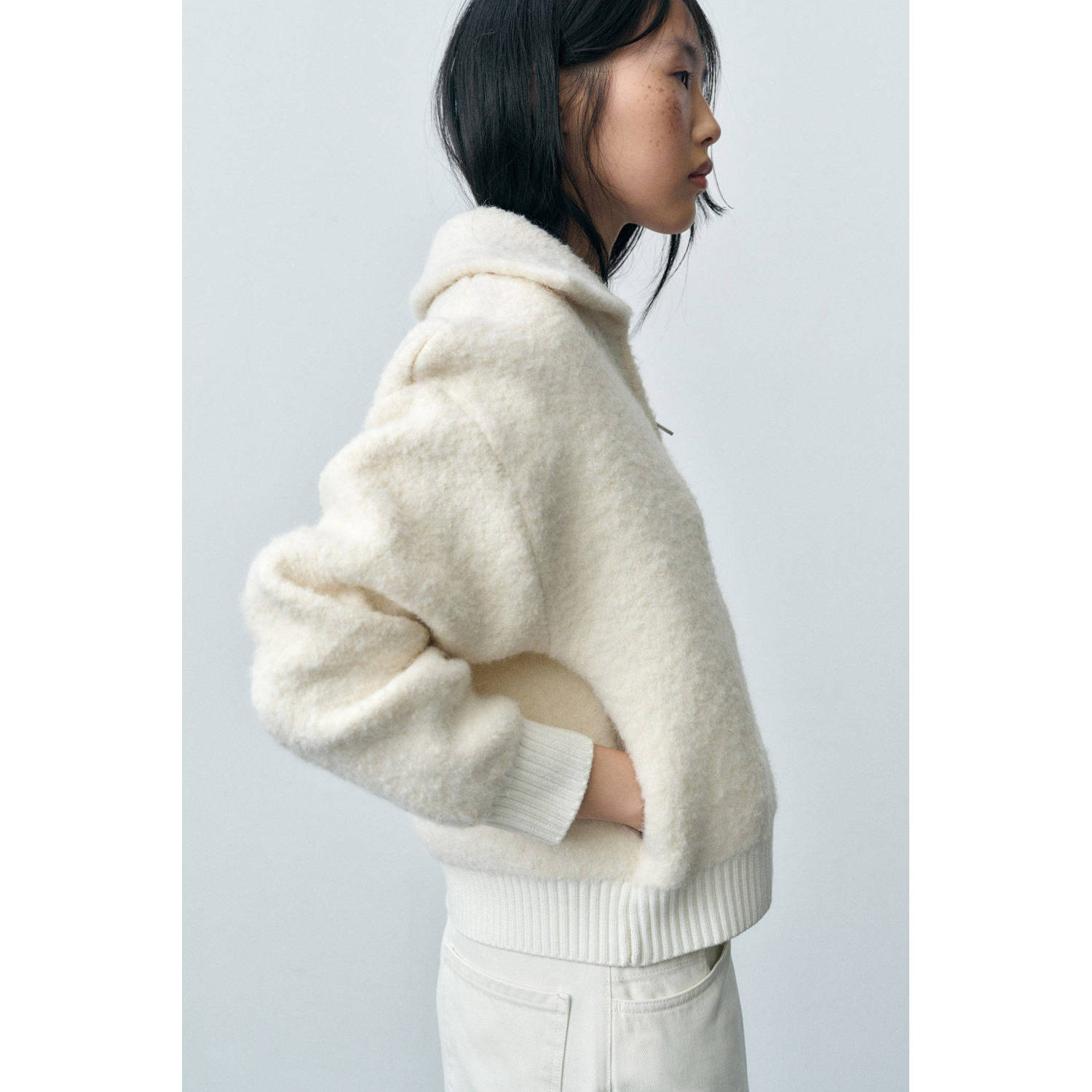 Mango boucle vest ecru