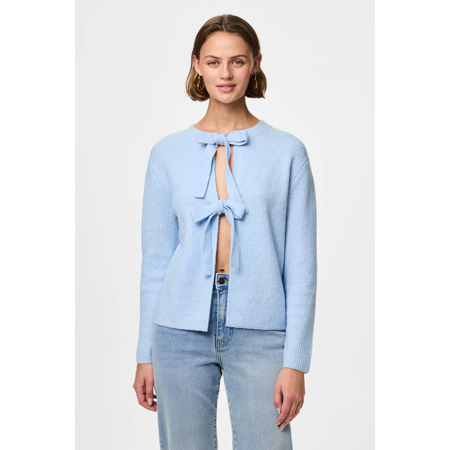 PIECES gebreid vest blauw
