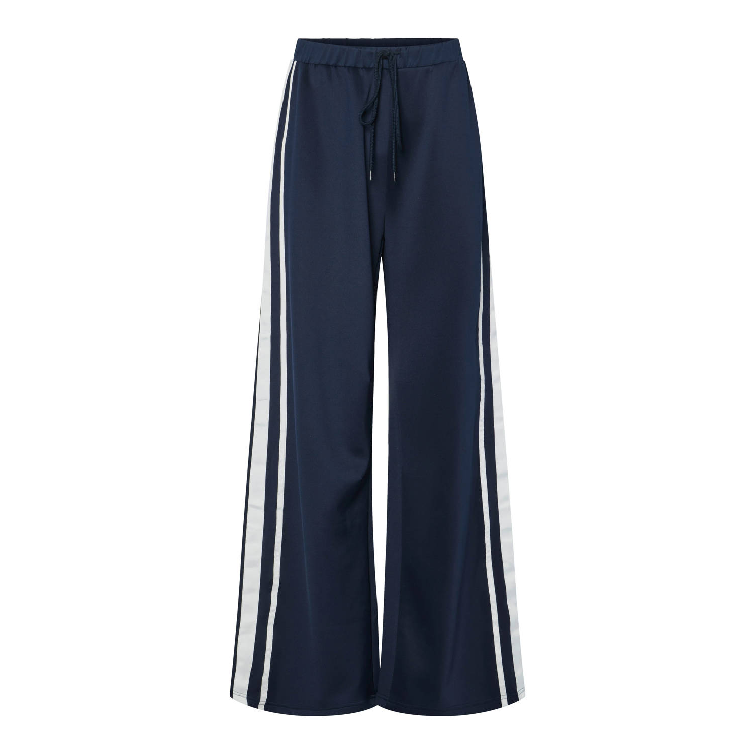 PIECES wide leg regular waist broek donkerblauw