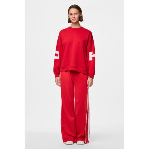 PIECES wide leg regular waist broek rood afbeelding