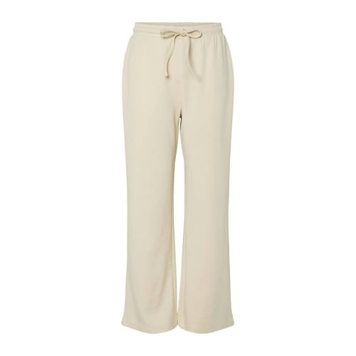 PIECES wide leg regular waist joggingbroek ecru afbeelding