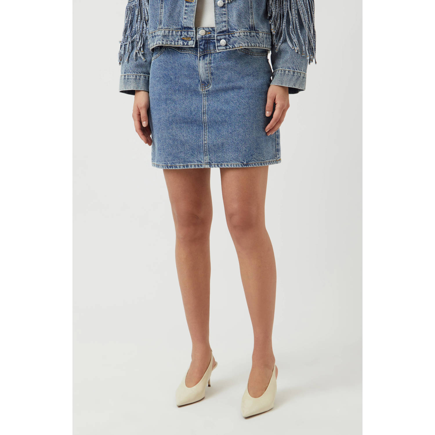 Y.A.S. Dames Rokken Yasaiko Mw Denim Skirt Grijs