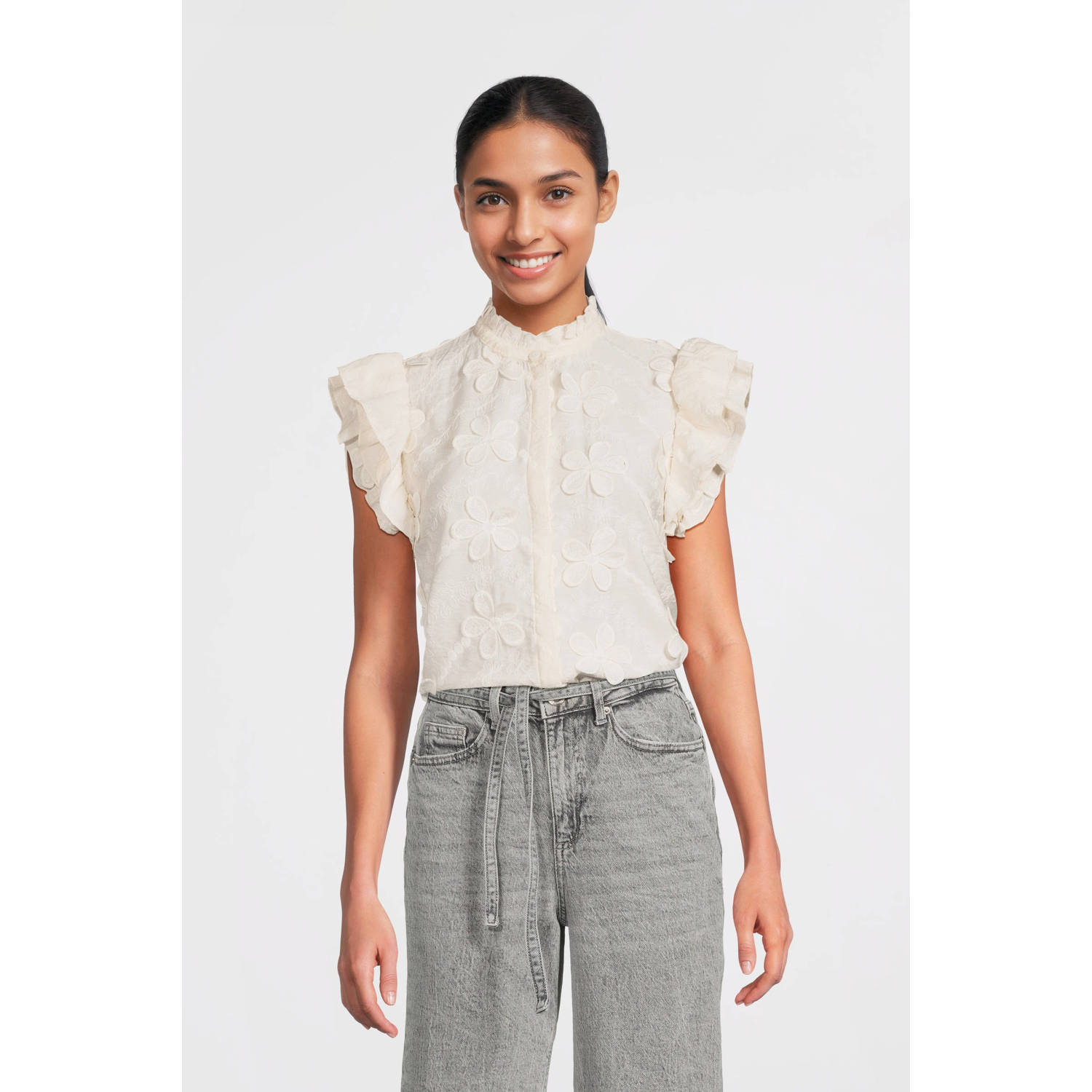 AAIKO Dames Tops & T-shirts Gezana Embroidery Vis 671 Wit