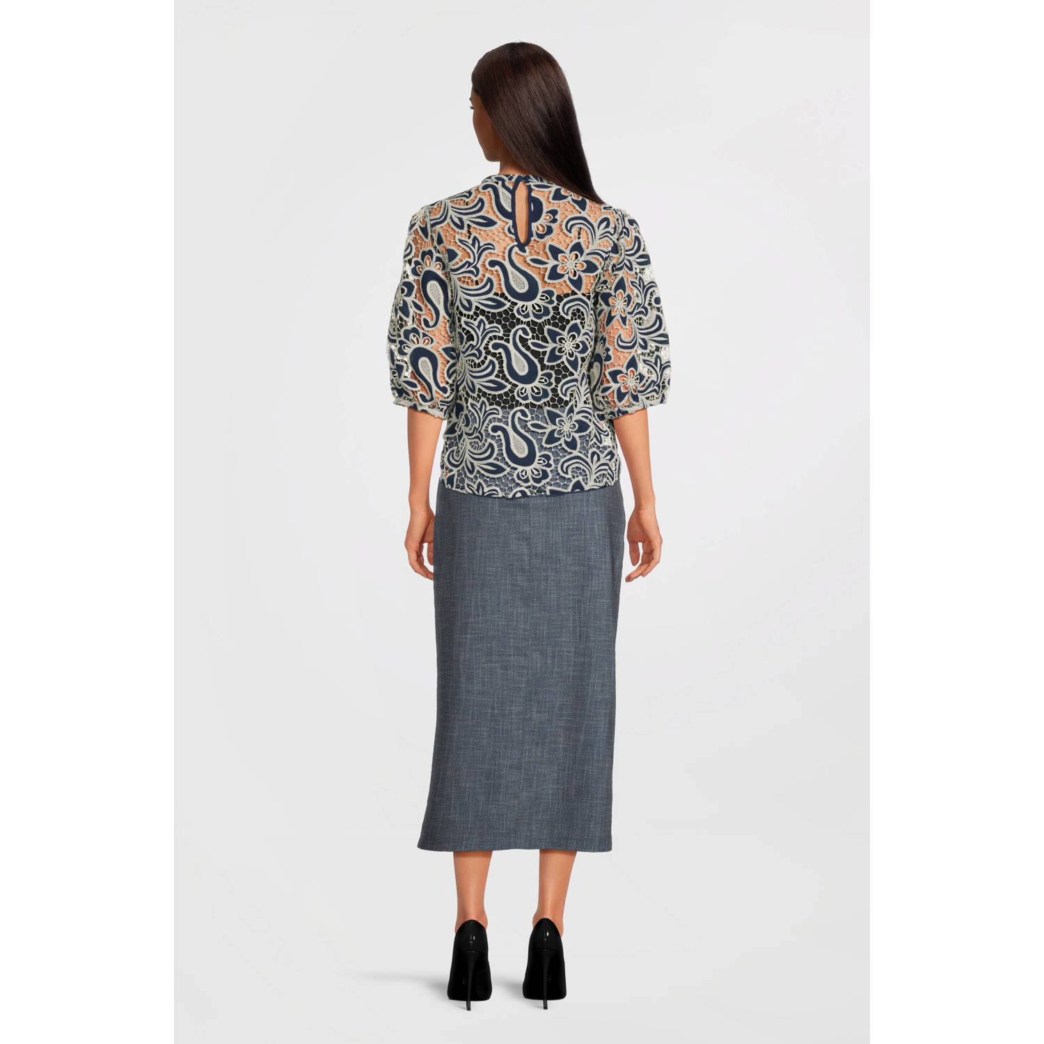Aaiko midi rok donkerblauw